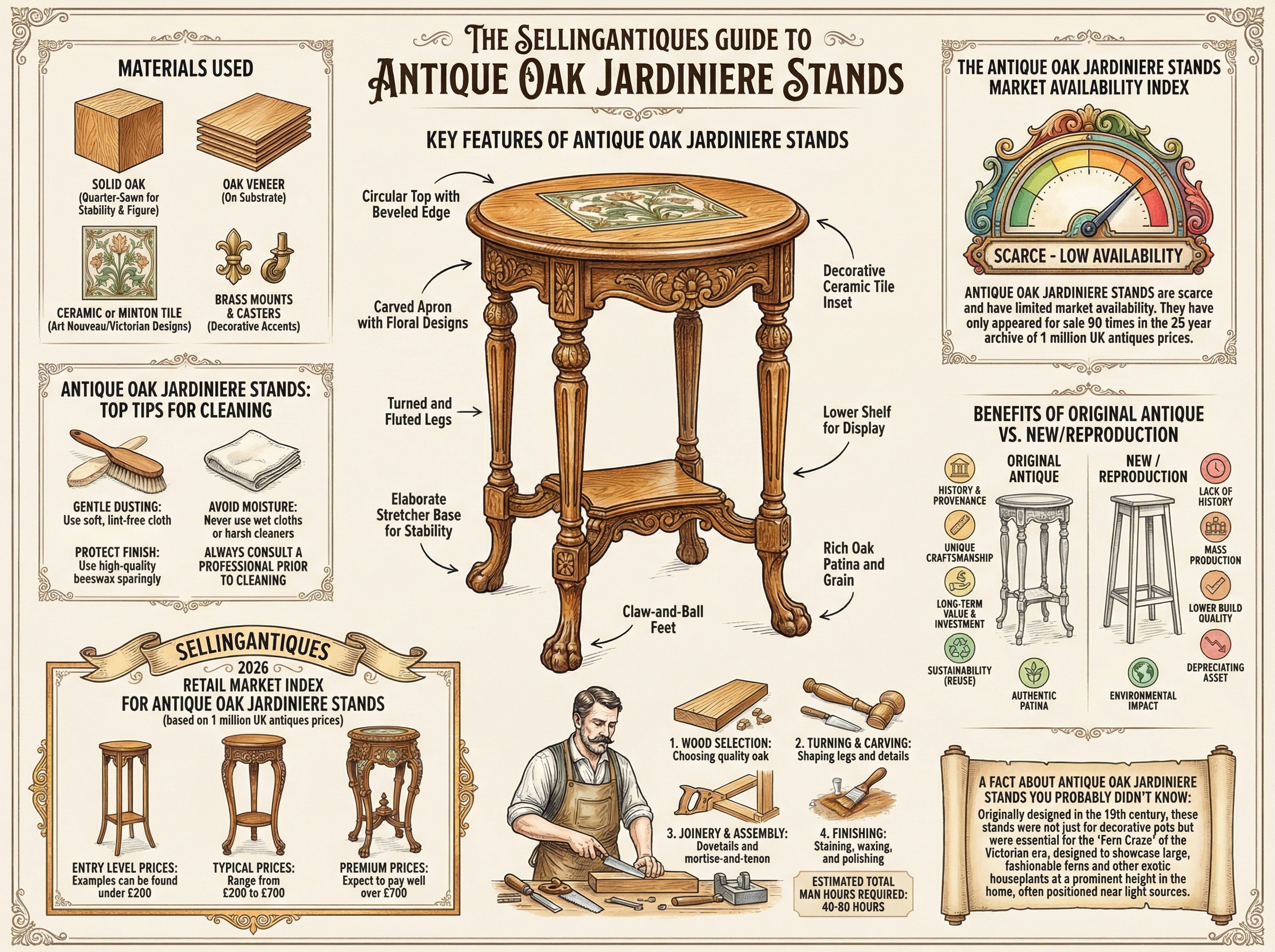 Antique Oak Jardiniere Stands Guide Infographic