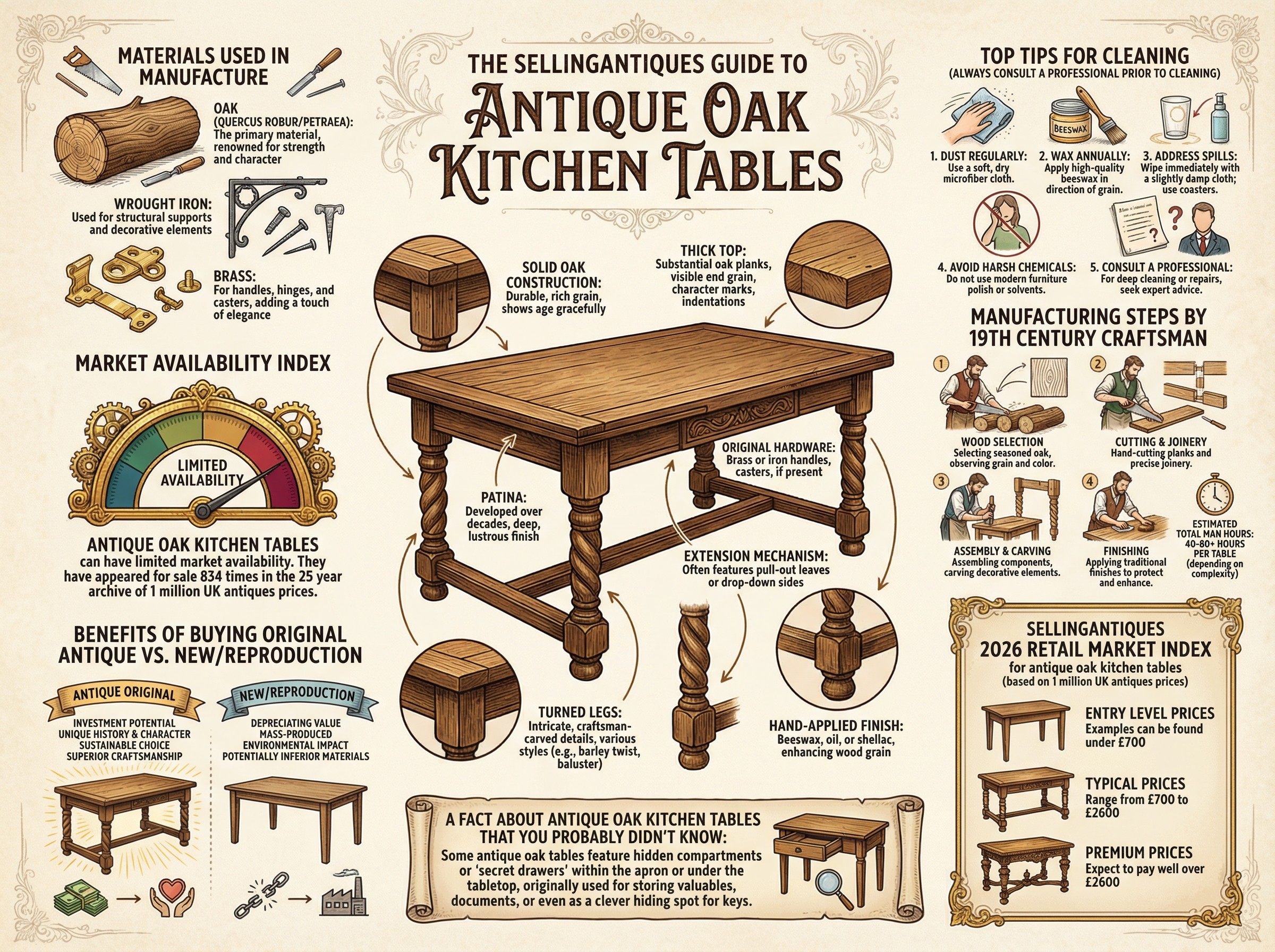 Antique Oak Kitchen Tables Guide Infographic