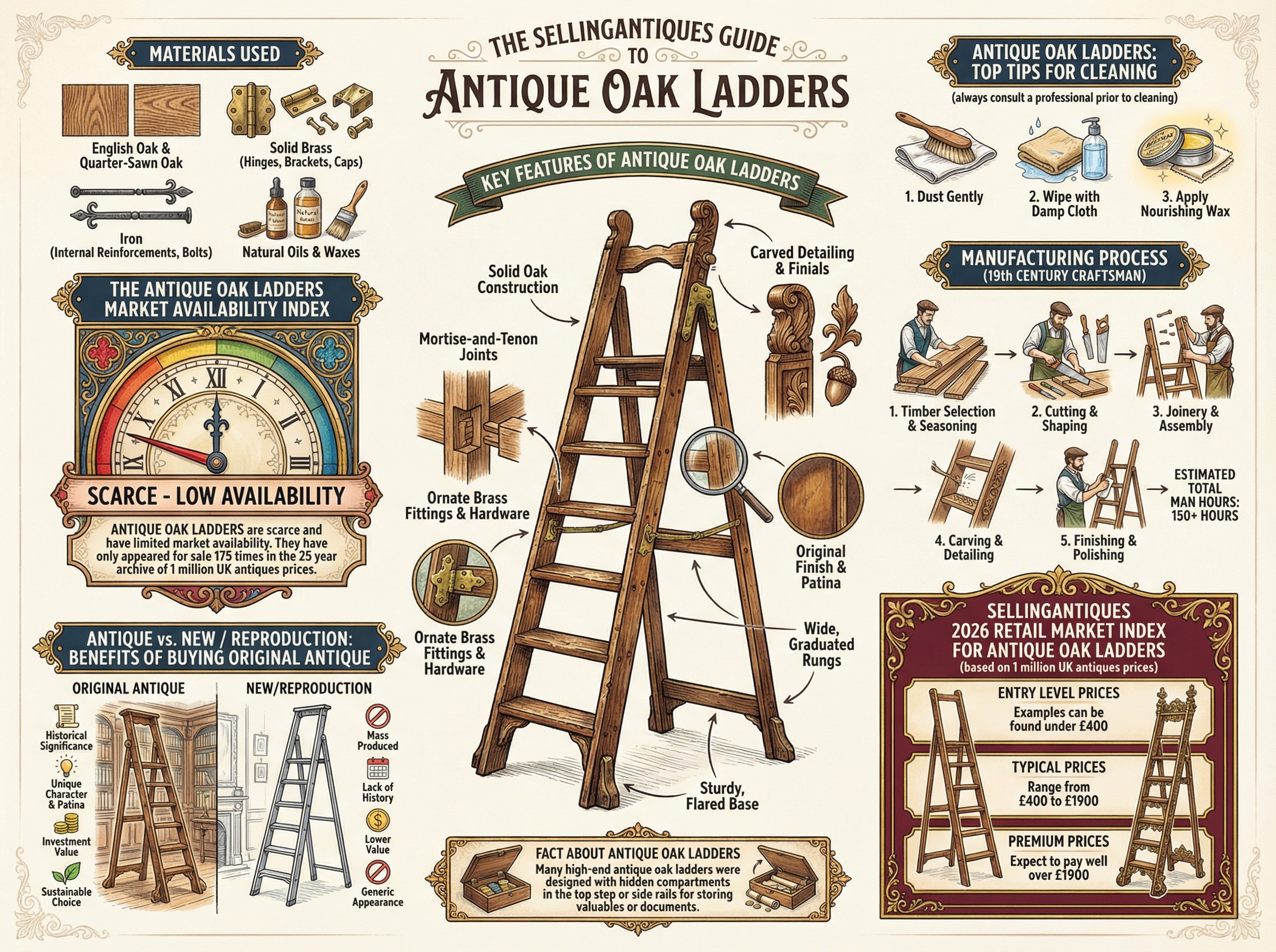 Antique Oak Ladders Guide Infographic