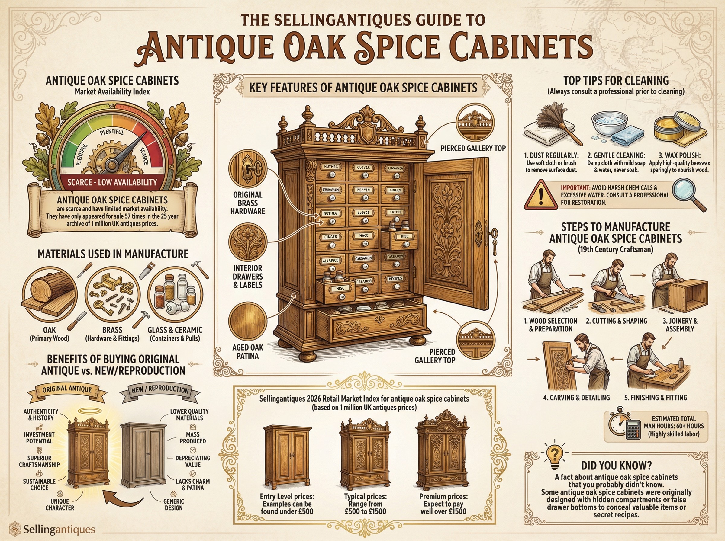 Antique Oak Spice Cabinets Guide Infographic