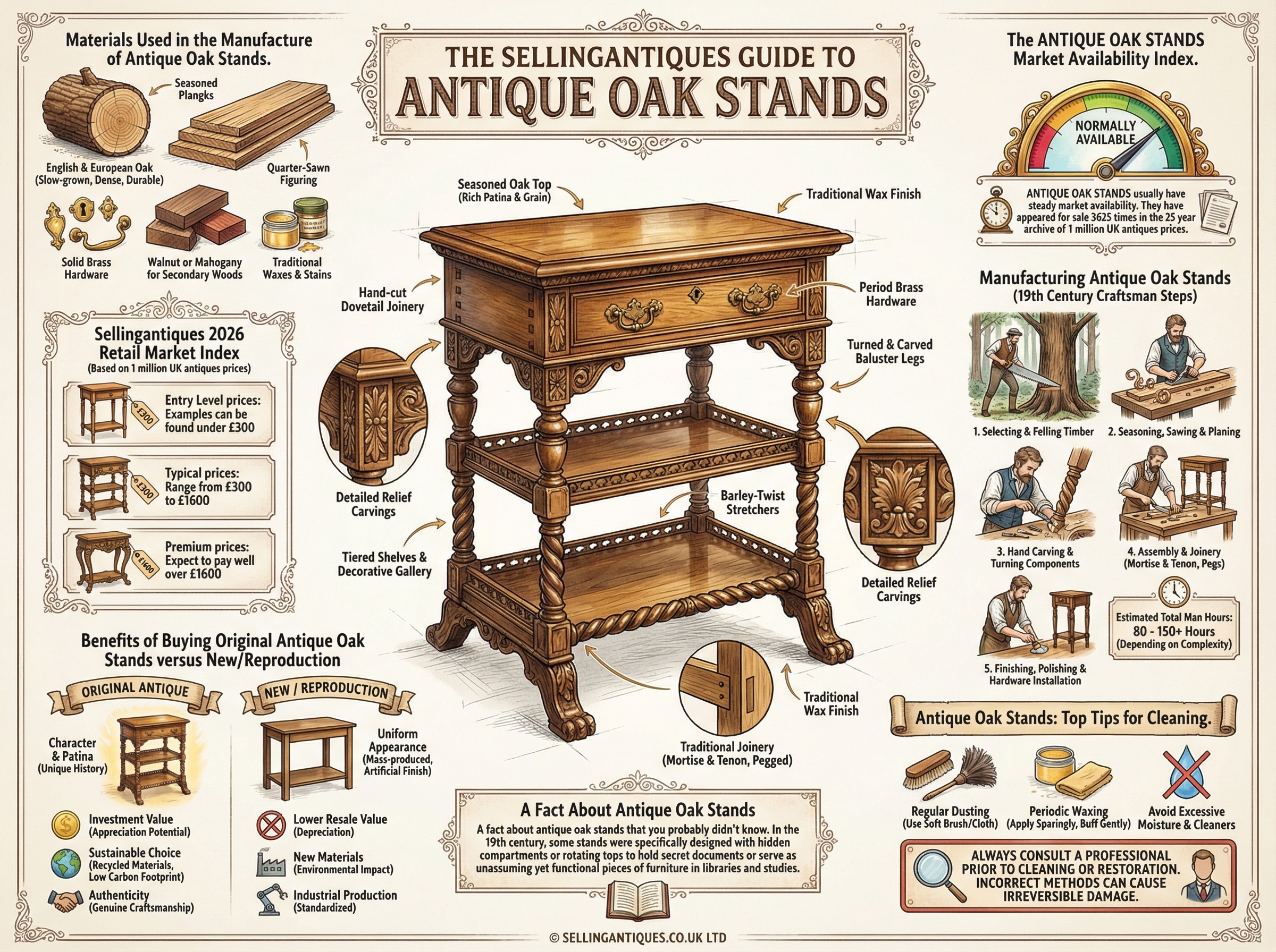 Antique Oak Stands Guide Infographic