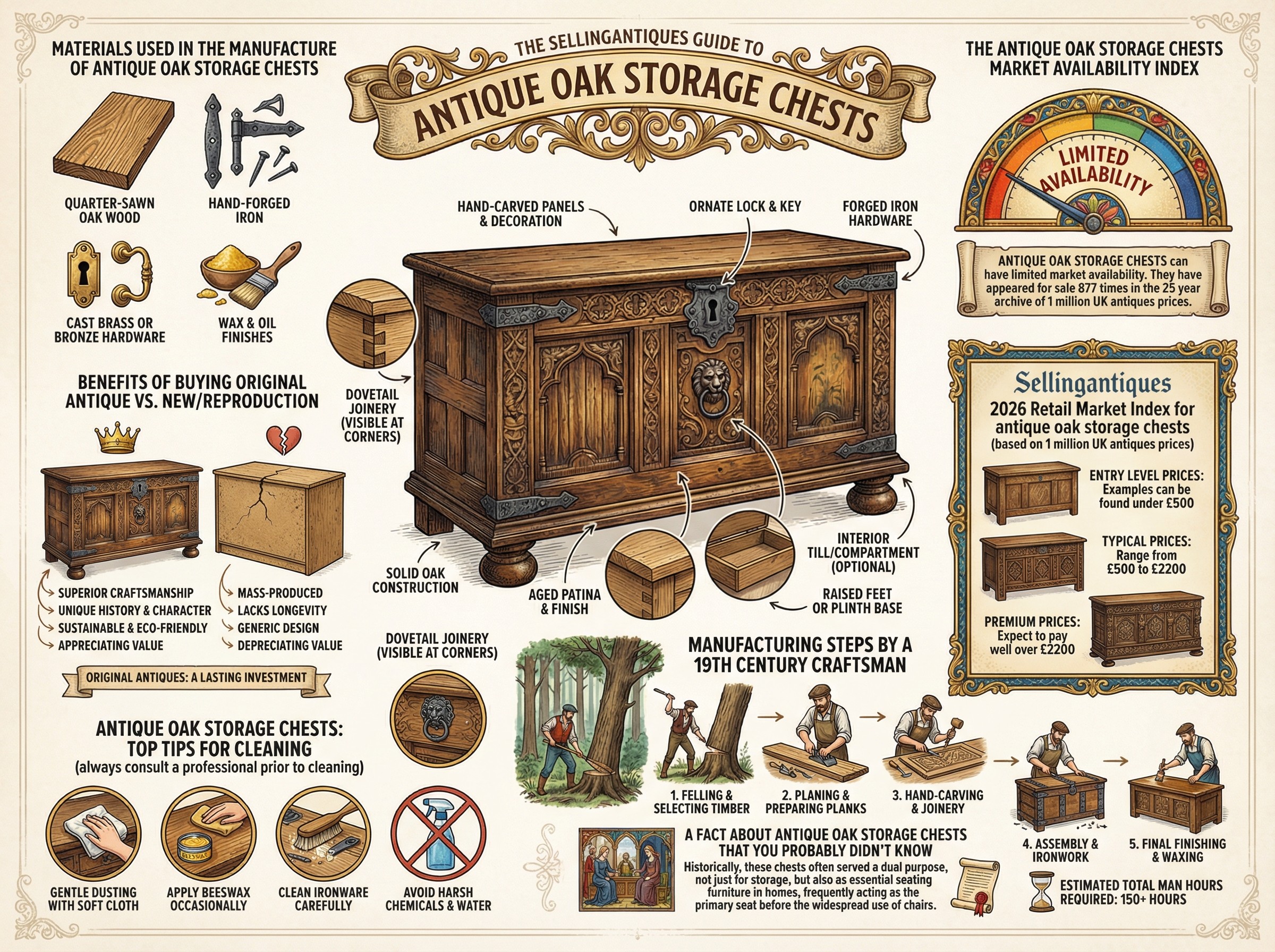 Antique Oak Storage Chests Guide Infographic