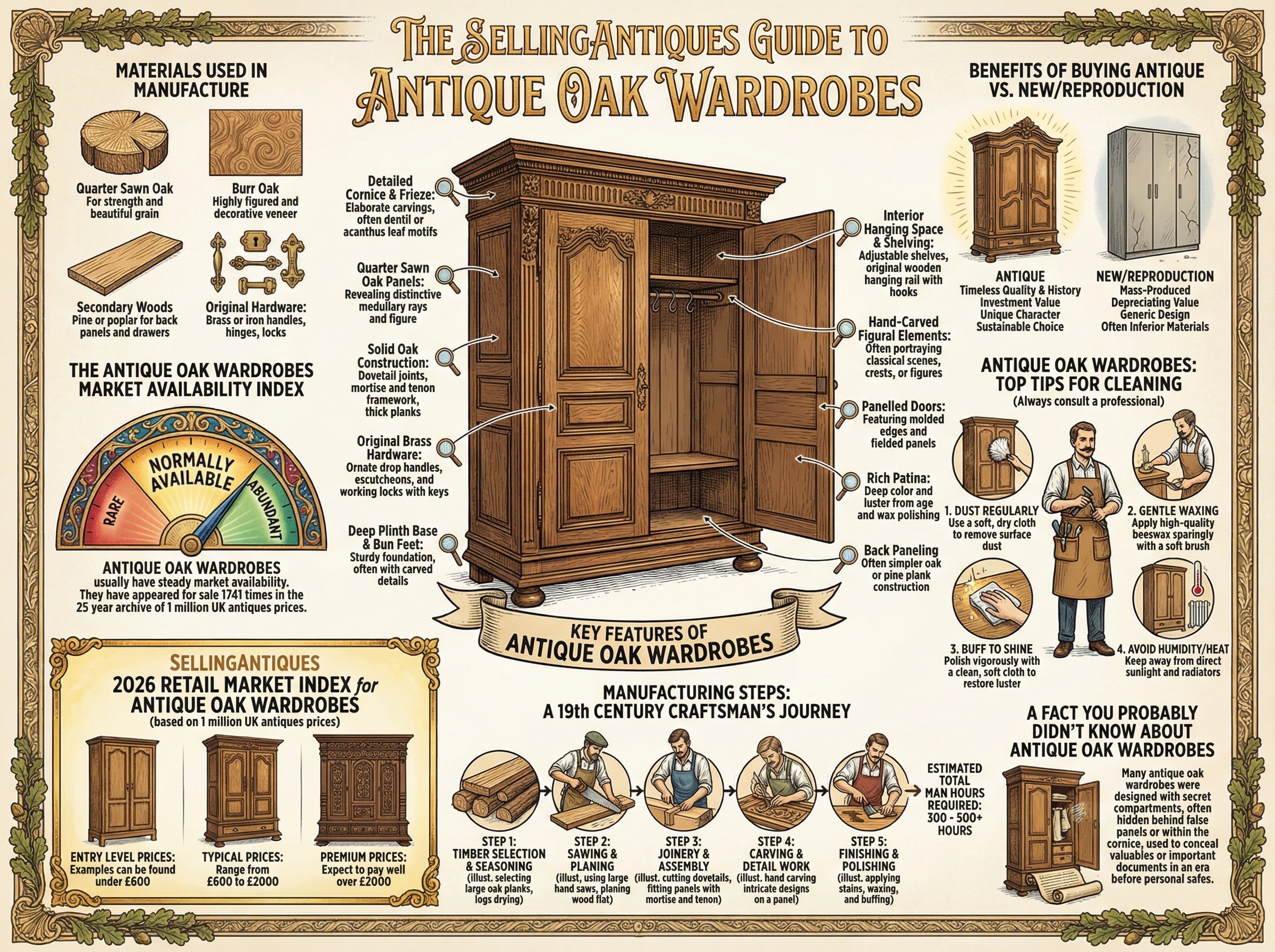 Antique Oak Wardrobes Guide Infographic