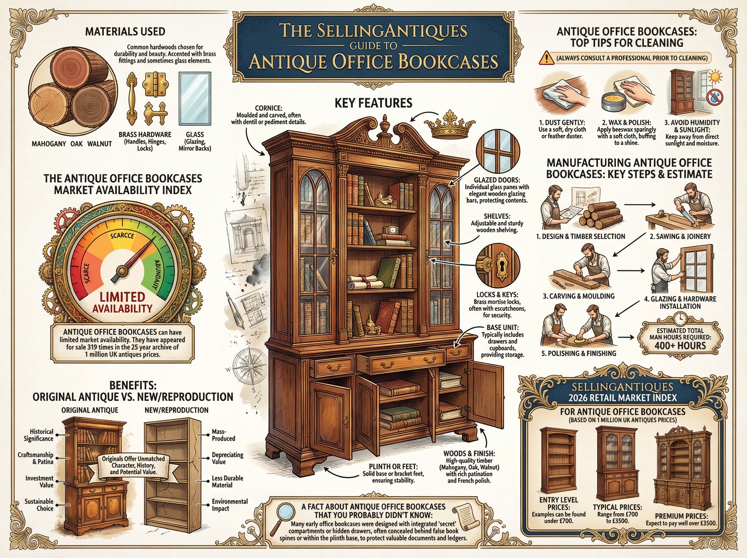 Antique Office Bookcases Guide Infographic