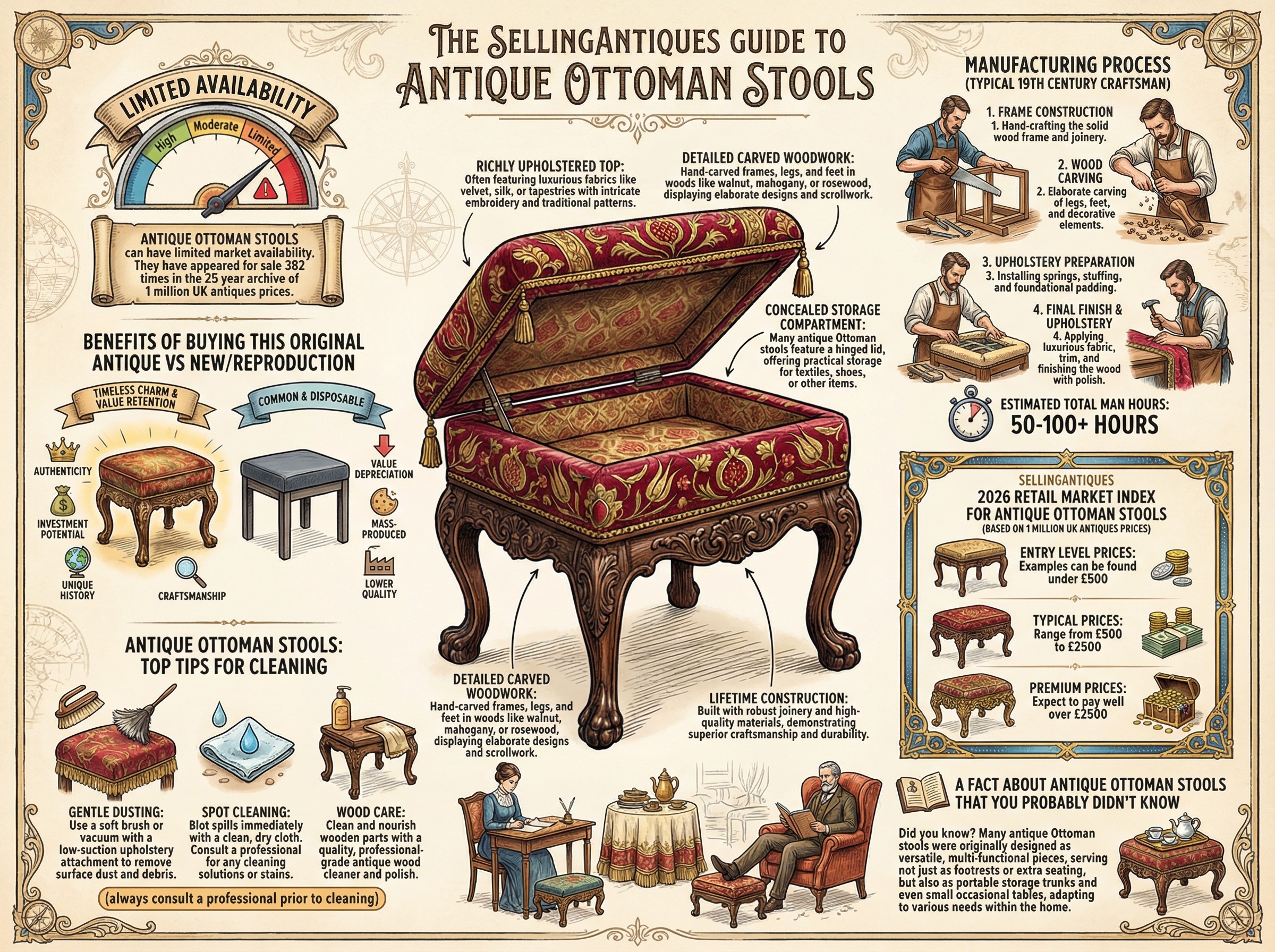 Antique Ottoman Stools Guide Infographic