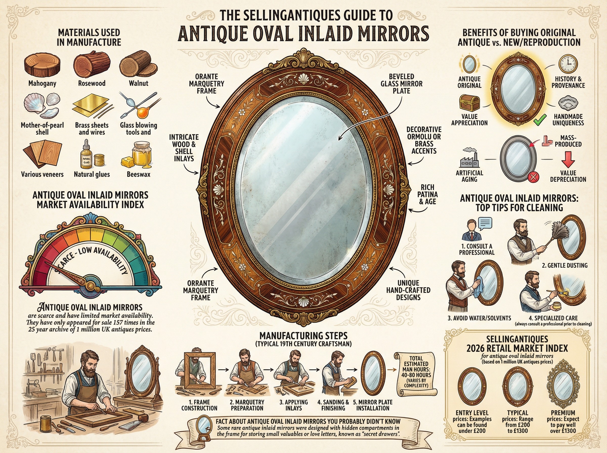 Antique Oval Inlaid Mirrors Guide Infographic