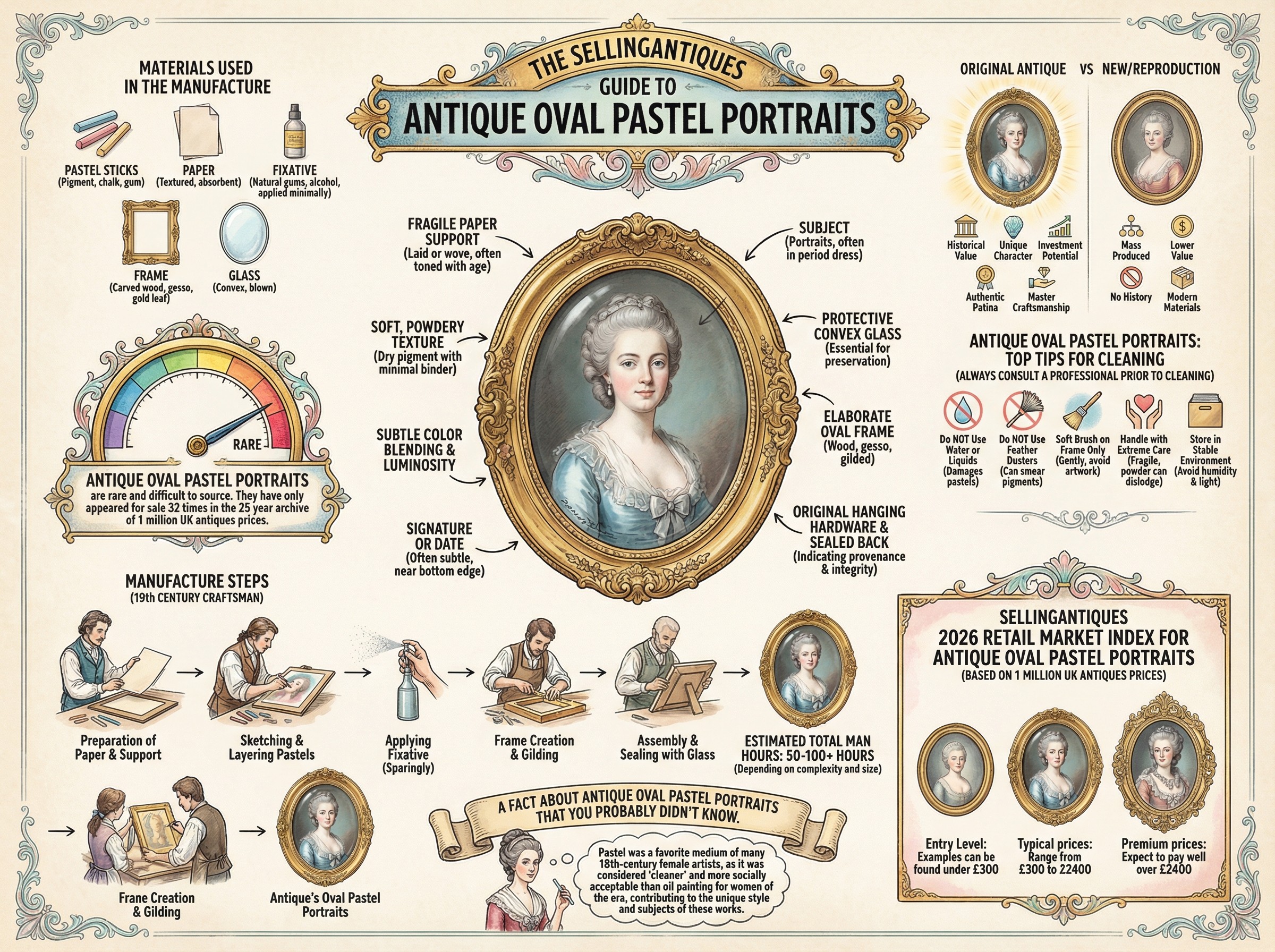 Antique Oval Pastel Portraits Guide Infographic