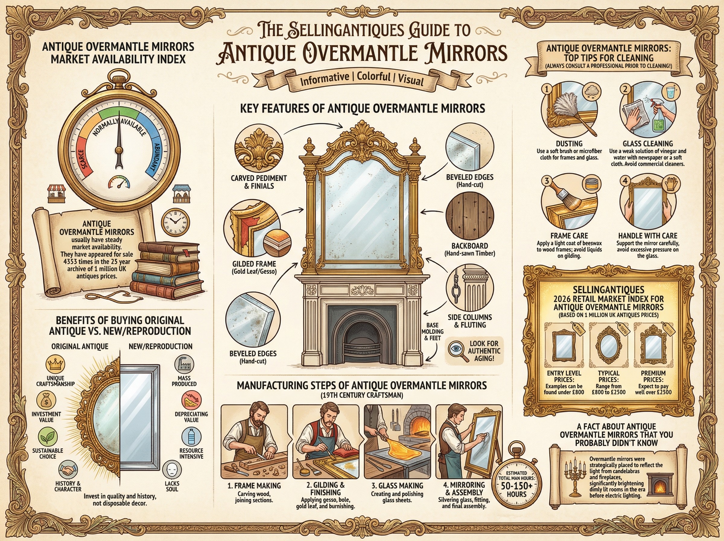 Antique Overmantle Mirrors Guide Infographic