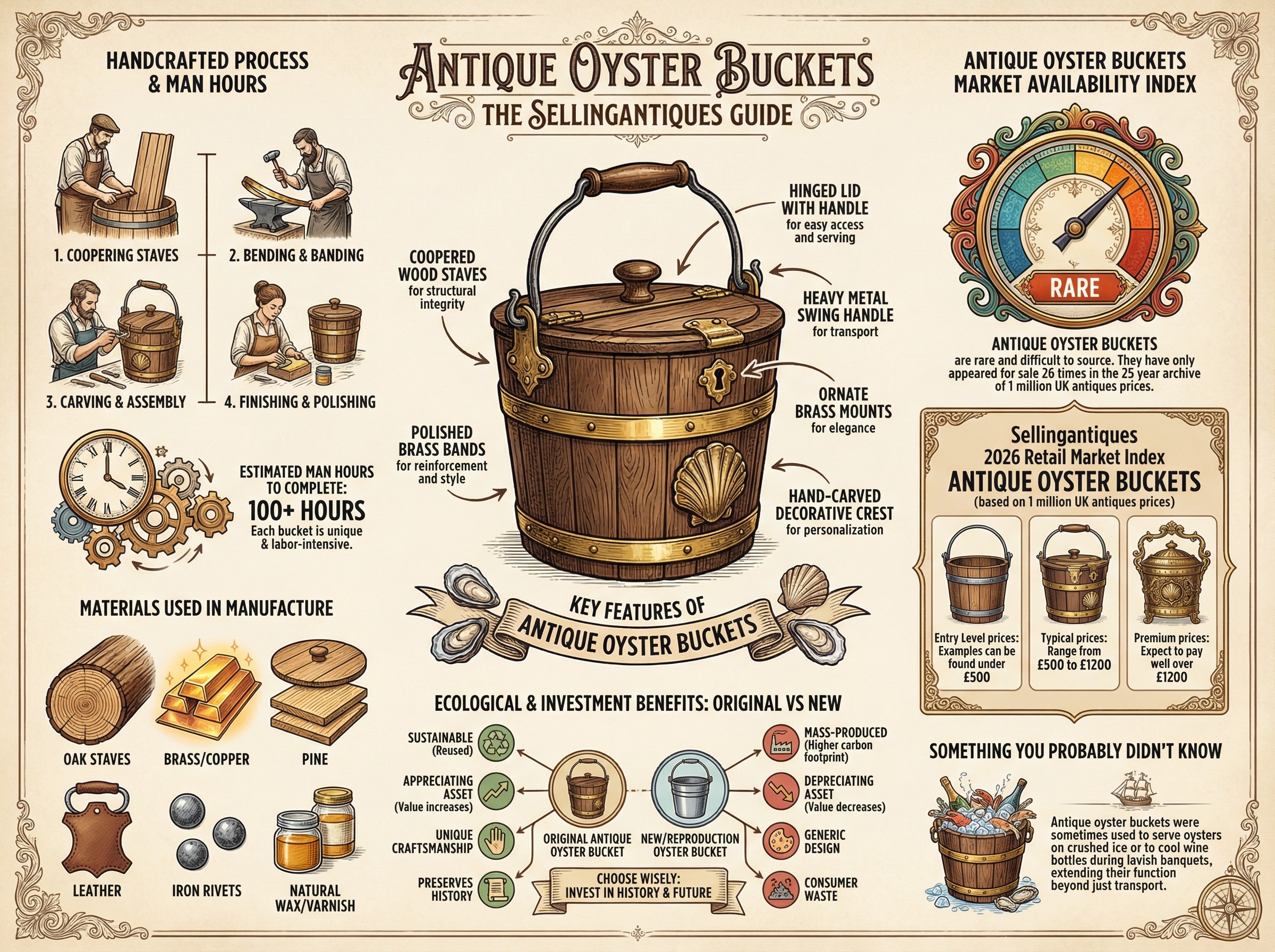 Antique Oyster Buckets Guide Infographic