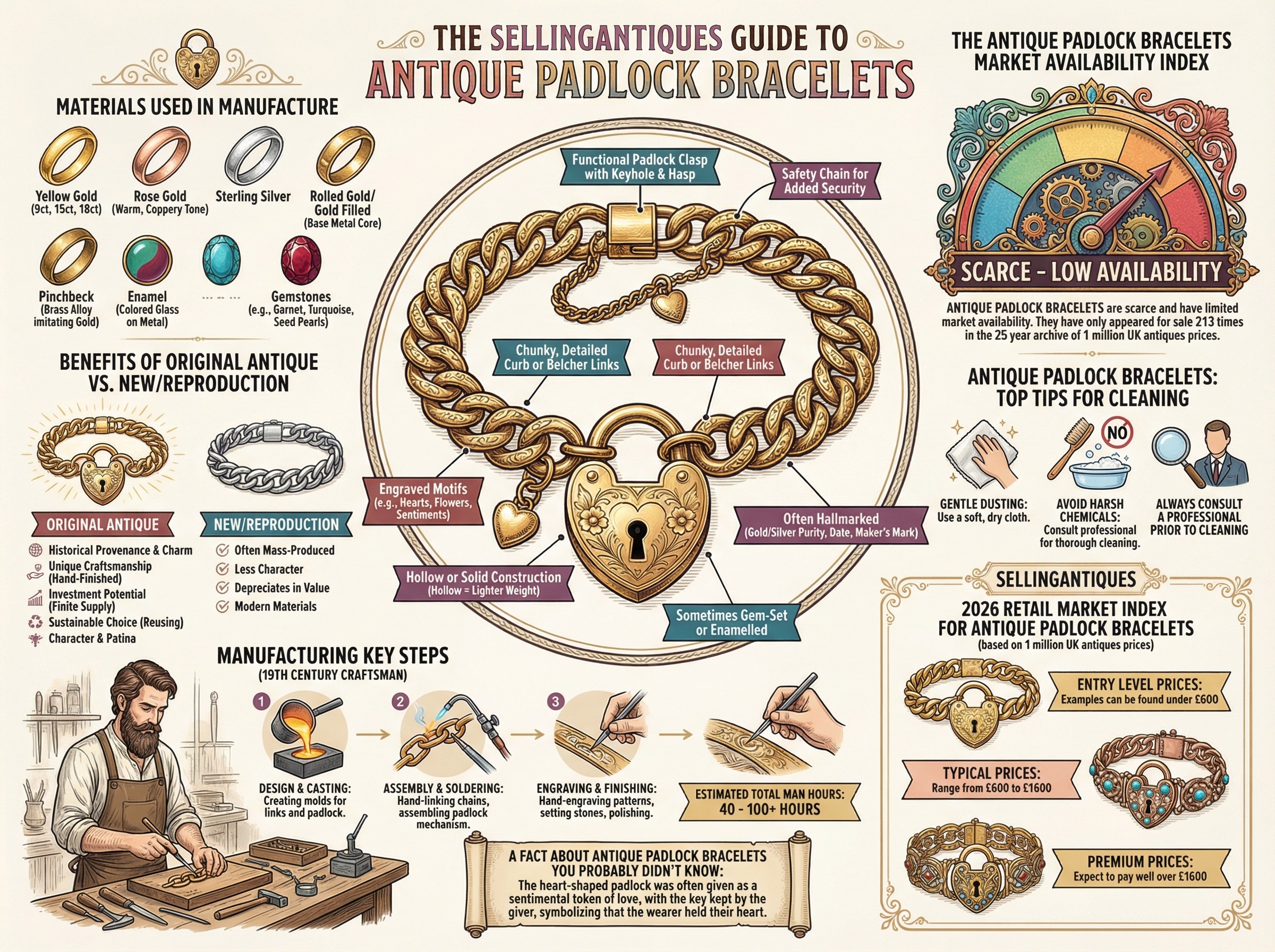 Antique Padlock Bracelets Guide Infographic