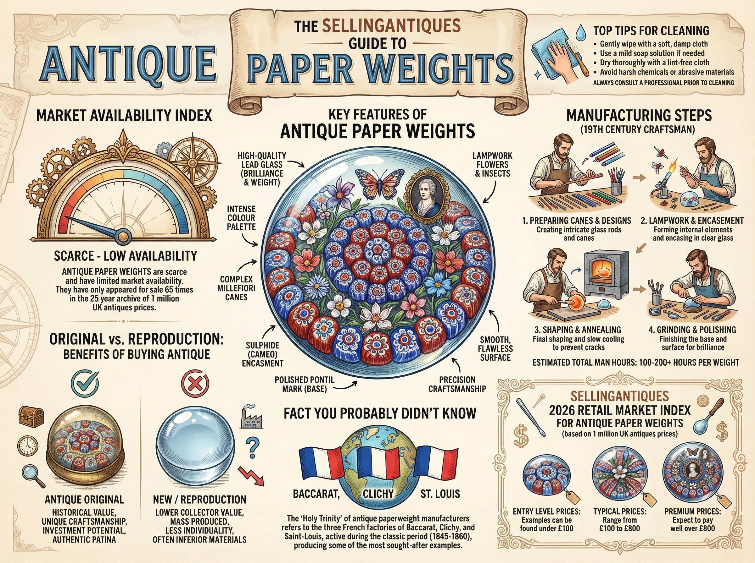 Antique Paper Weights Guide Infographic