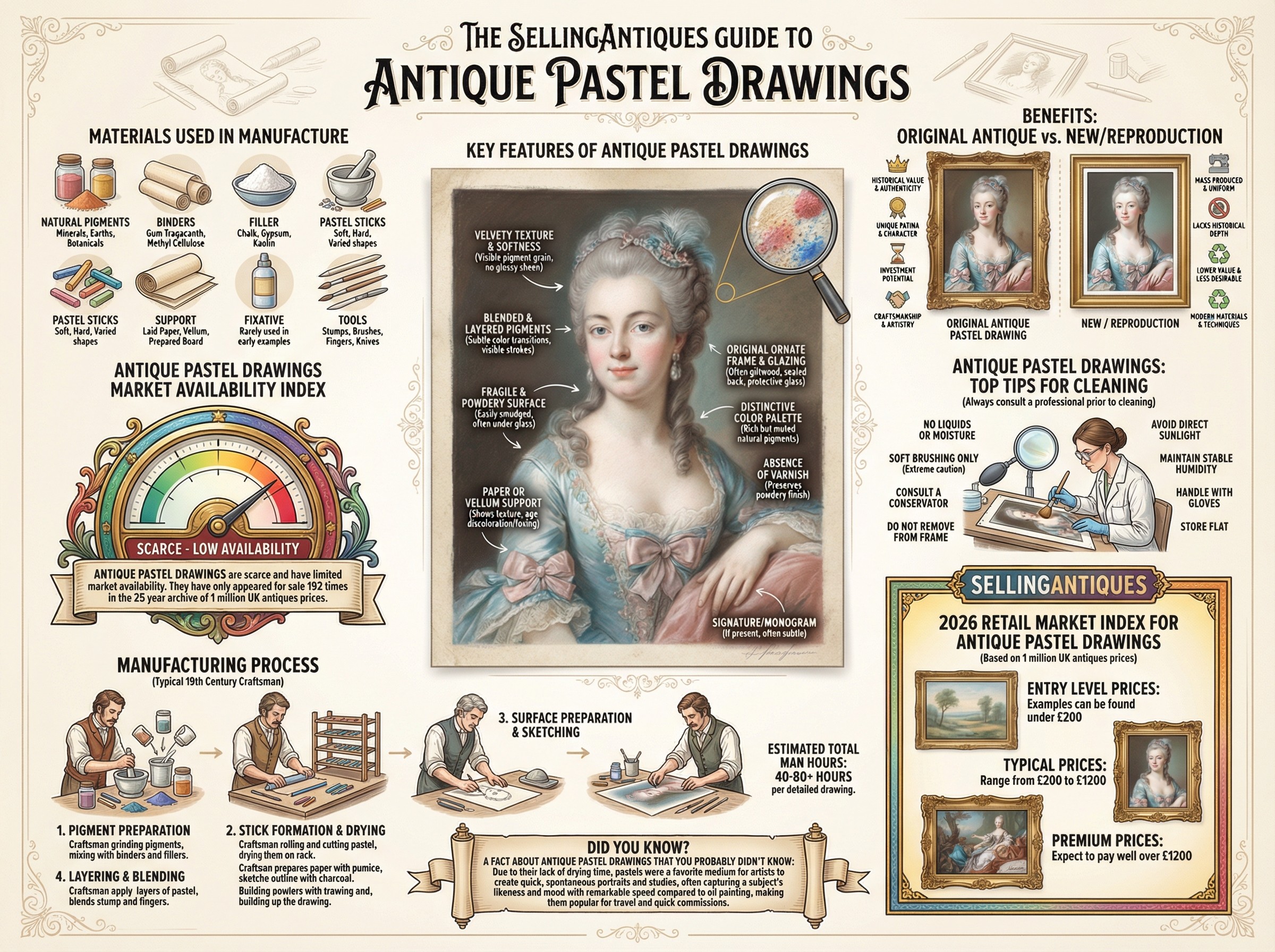 Antique Pastel Drawings Guide Infographic