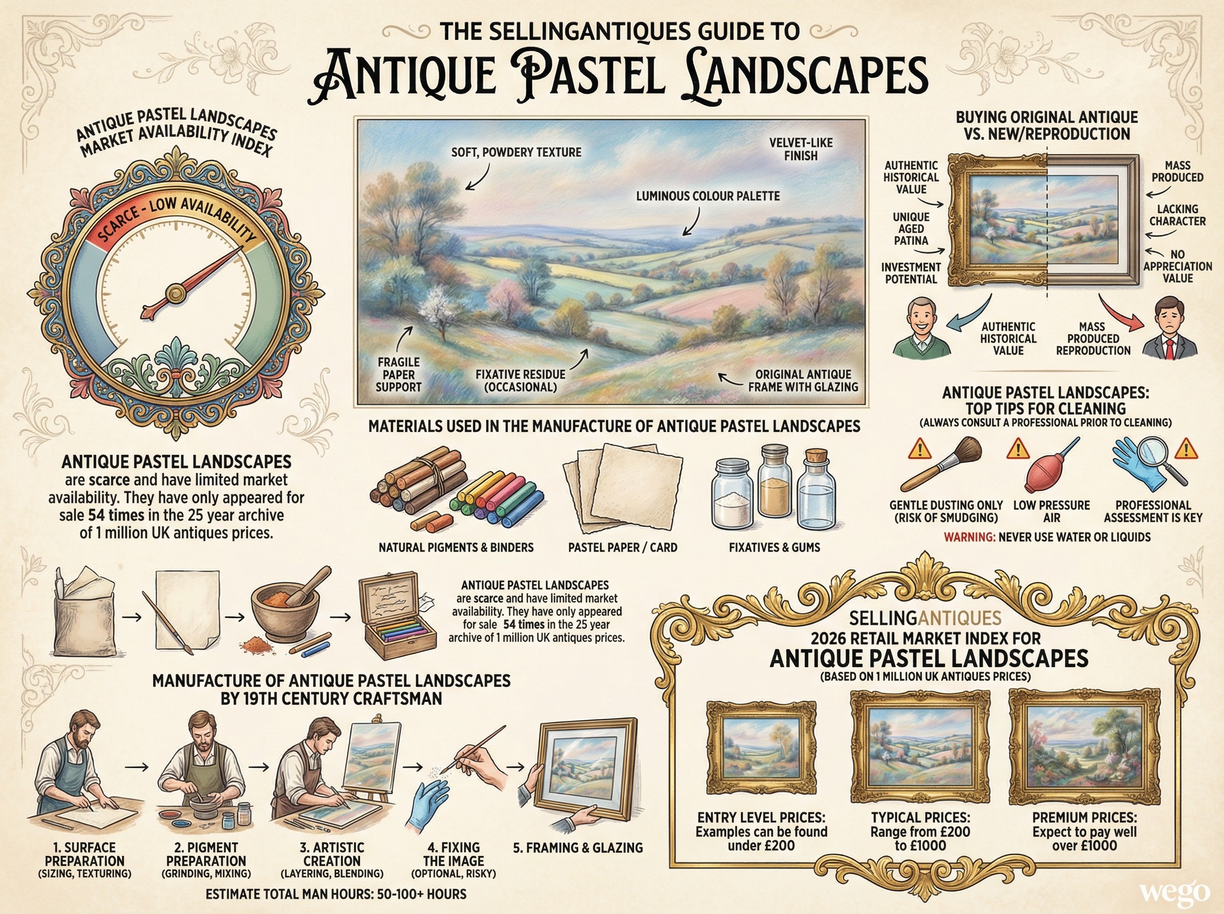 Antique Pastel Landscapes Guide Infographic