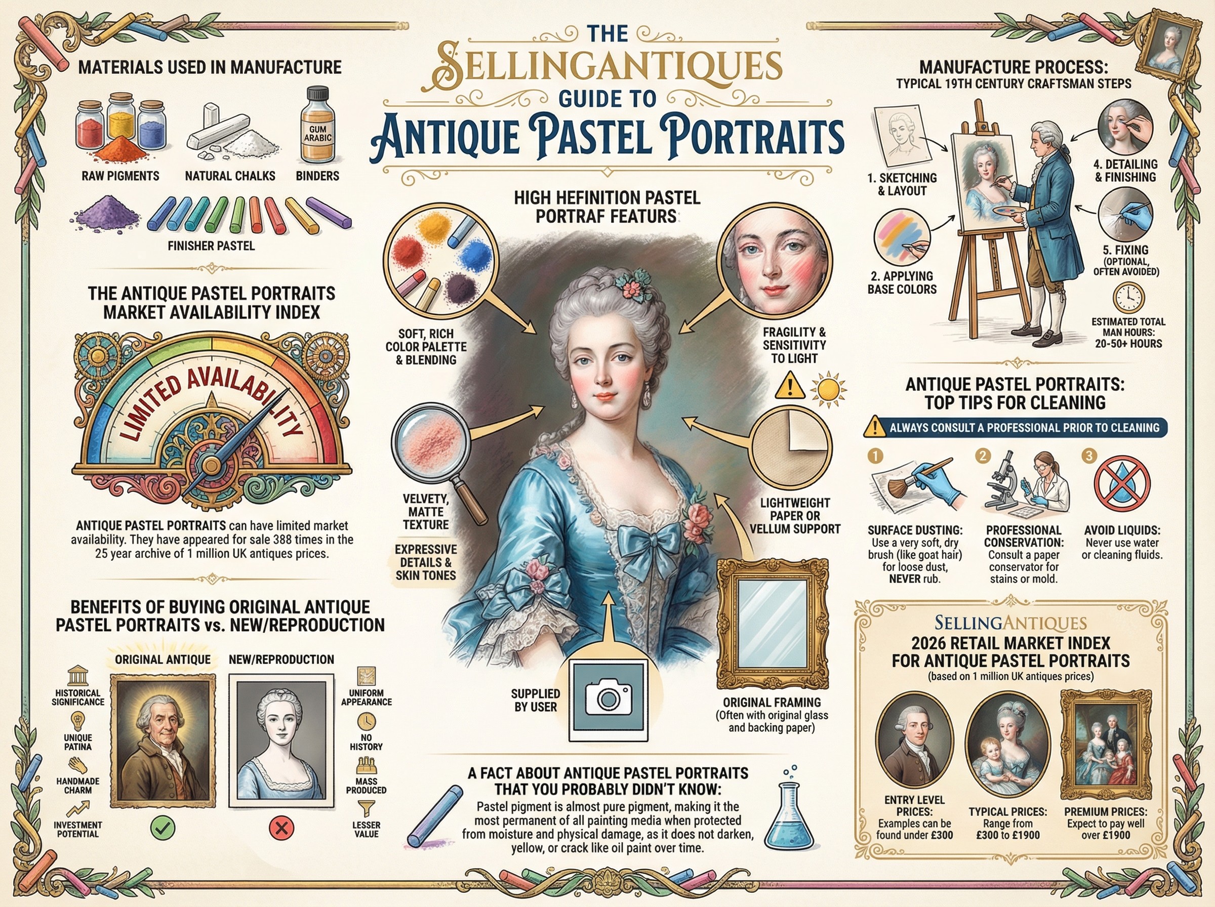 Antique Pastel Portraits Guide Infographic