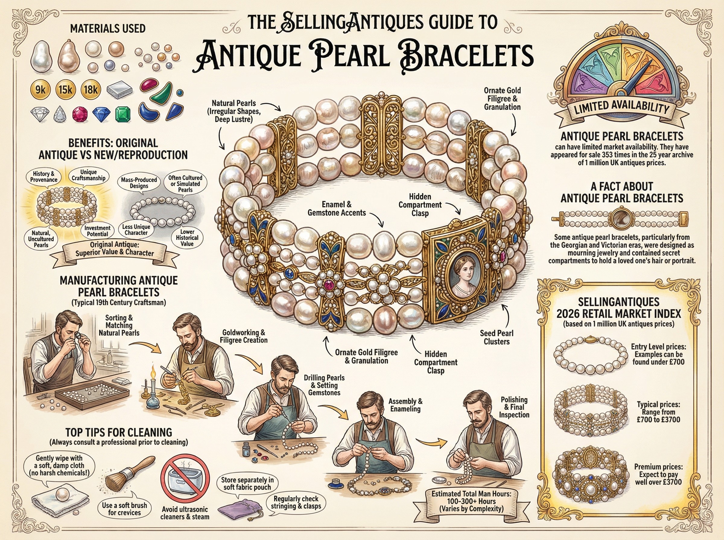 Antique Pearl Bracelets Guide Infographic
