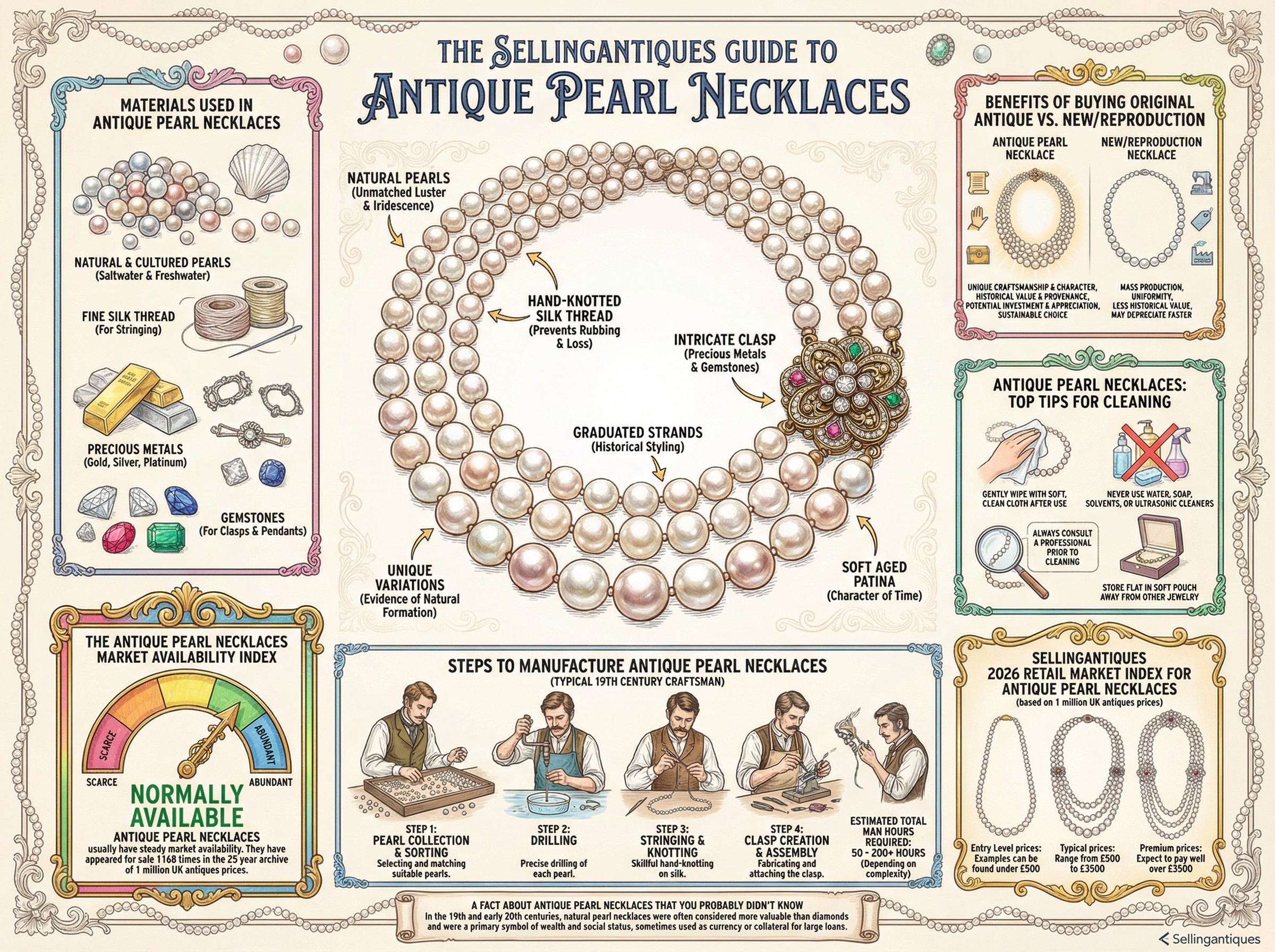 Antique Pearl Necklaces Guide Infographic