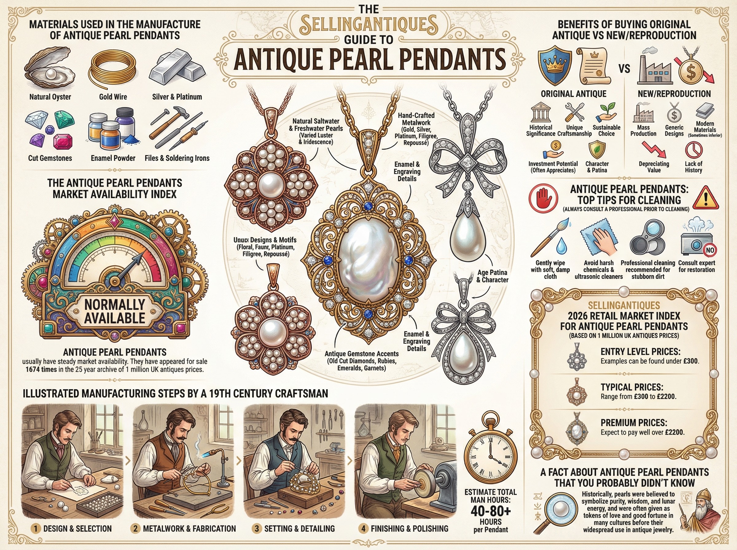 Antique Pearl Pendants Guide Infographic