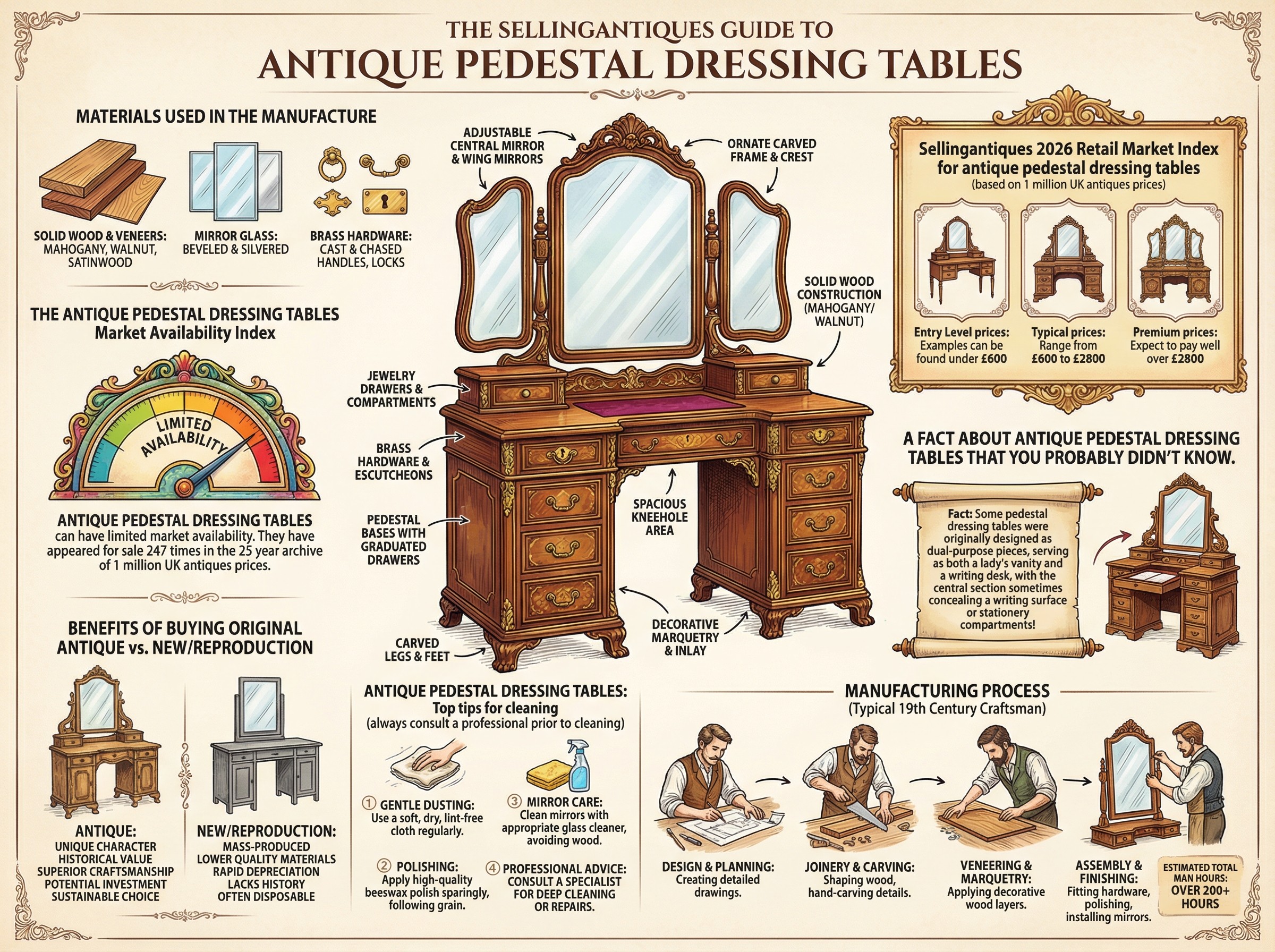 Antique Pedestal Dressing Tables Guide Infographic