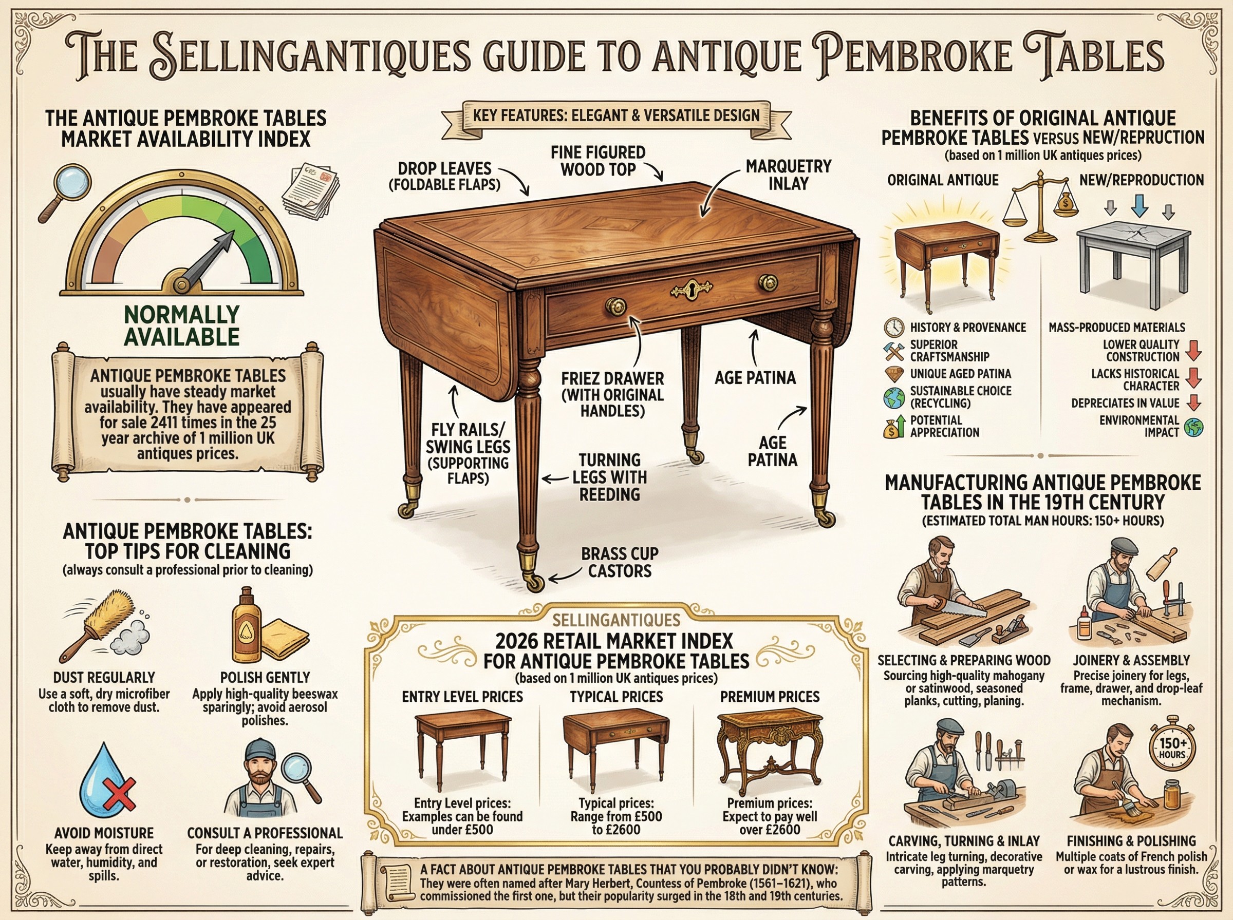 Antique Pembroke Tables Guide Infographic