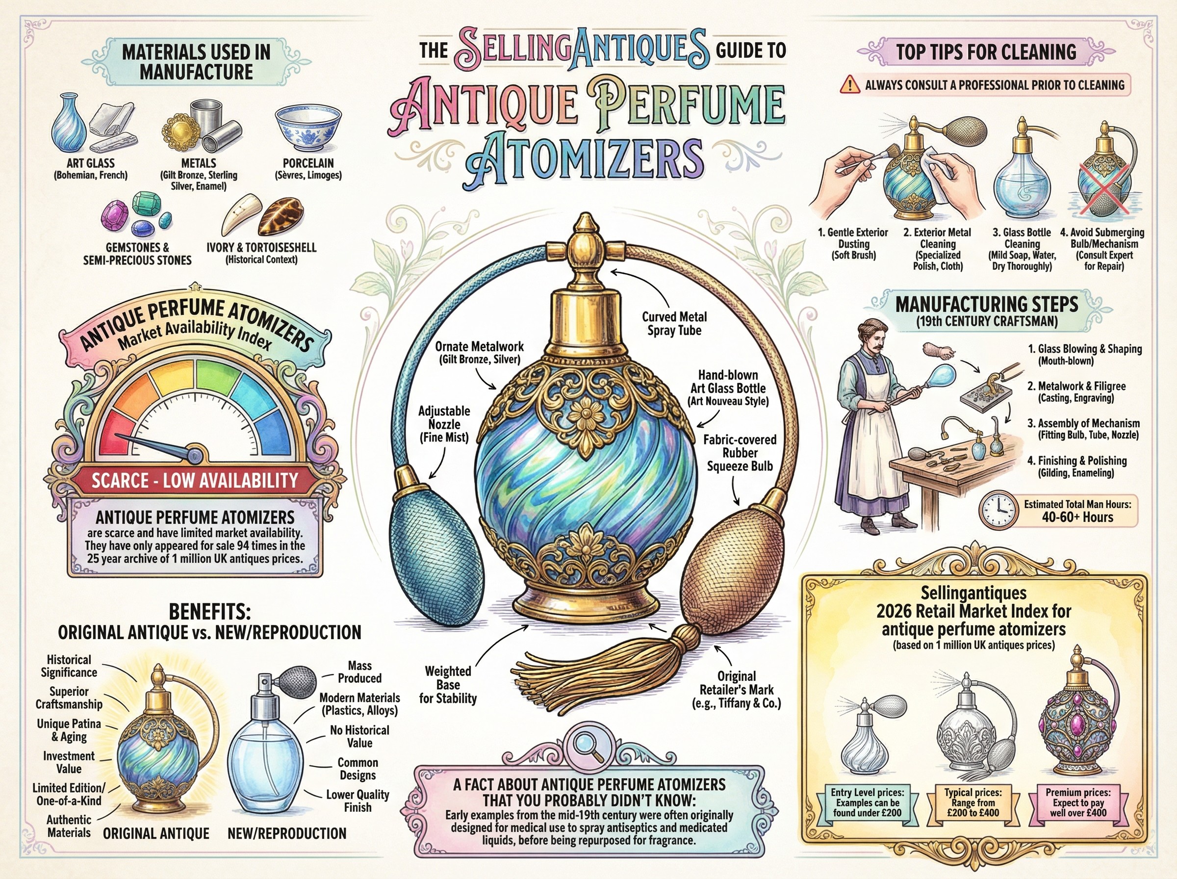 Antique Perfume Atomizers Guide Infographic