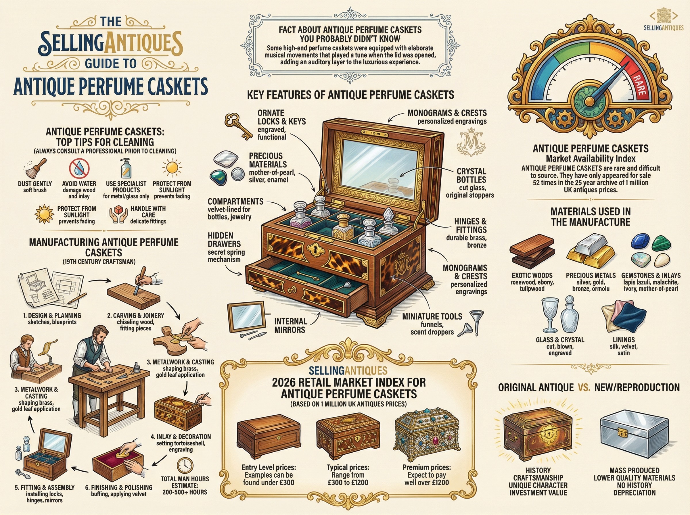 Antique Perfume Caskets Guide Infographic