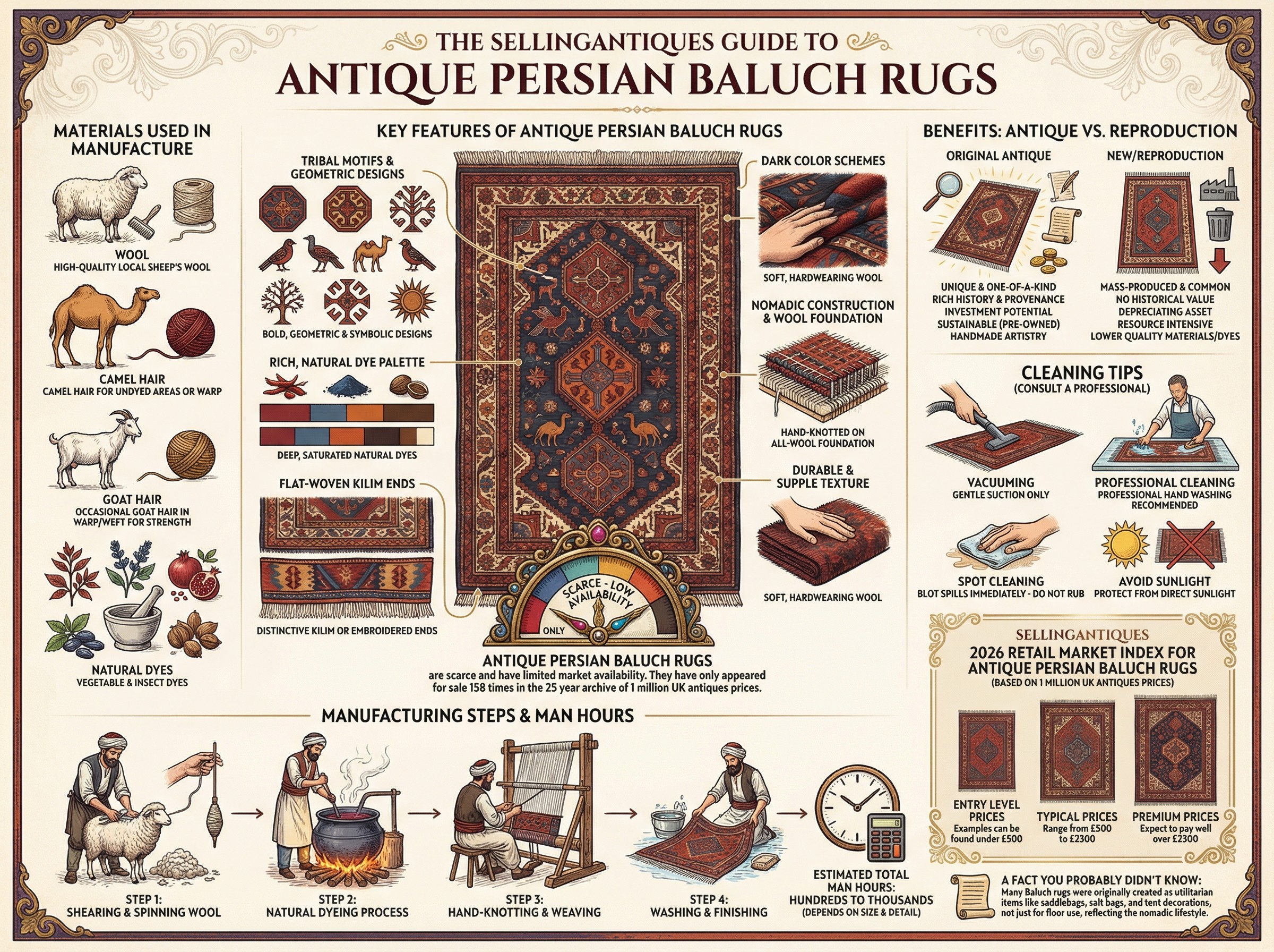 Antique Persian Baluch Rugs Guide Infographic