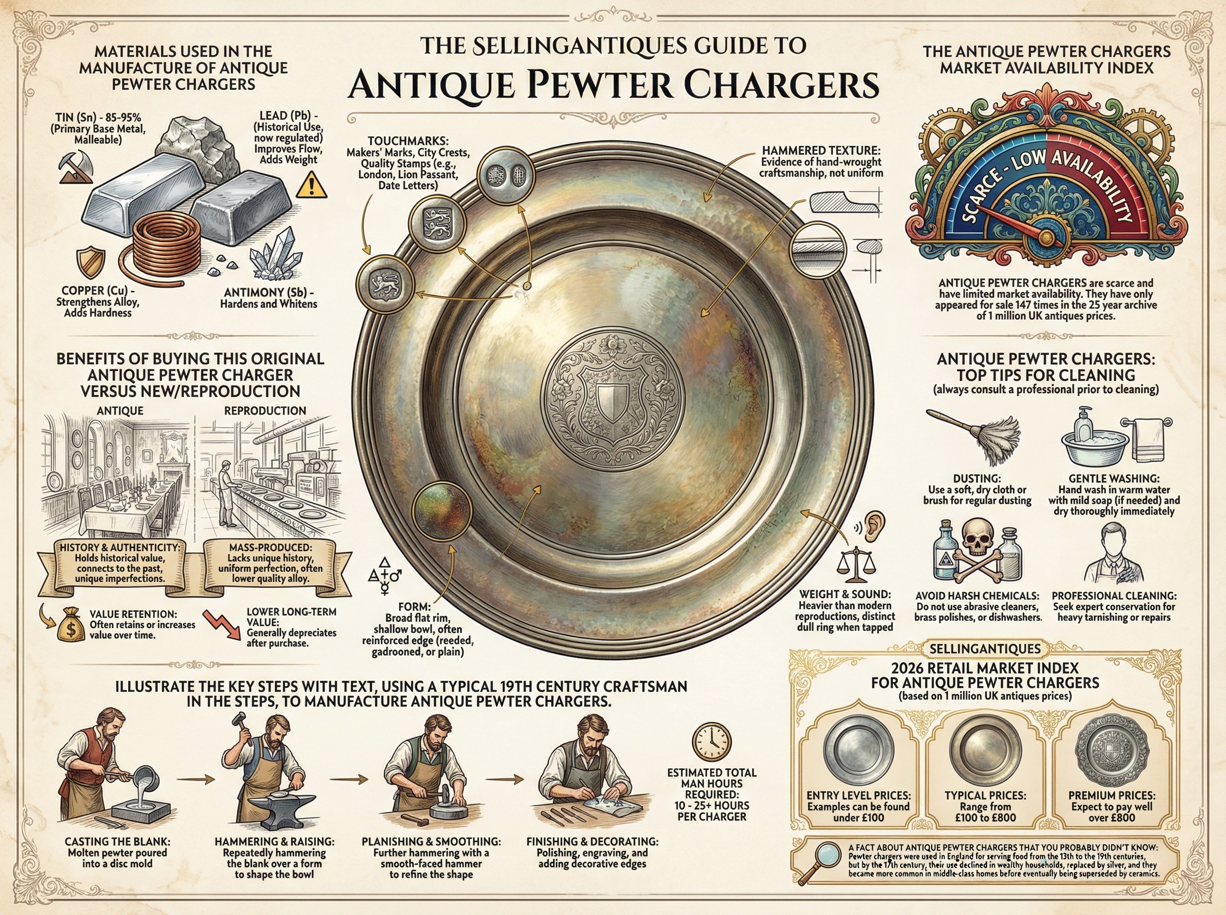 Antique Pewter Chargers Guide Infographic