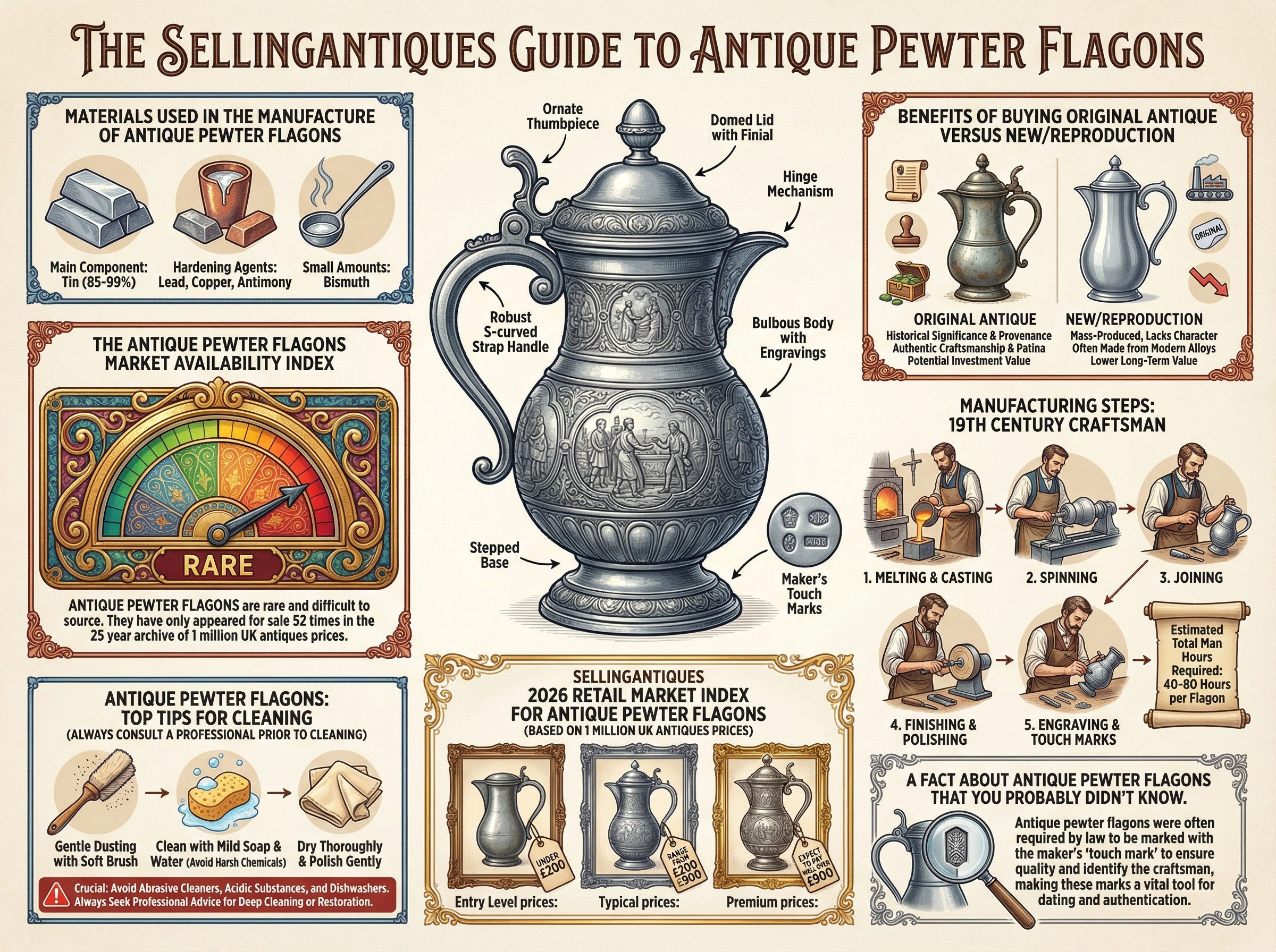 Antique Pewter Flagons Guide Infographic