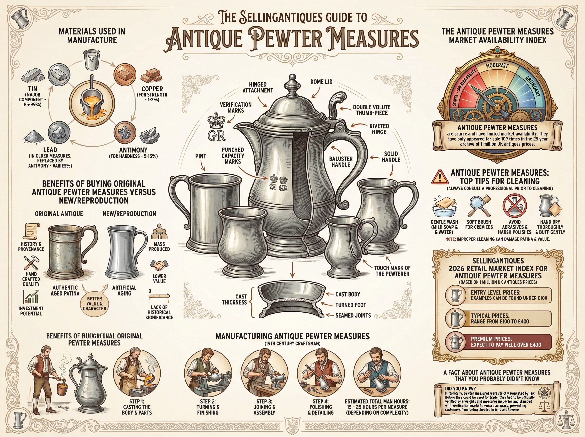 Antique Pewter Measures Guide Infographic