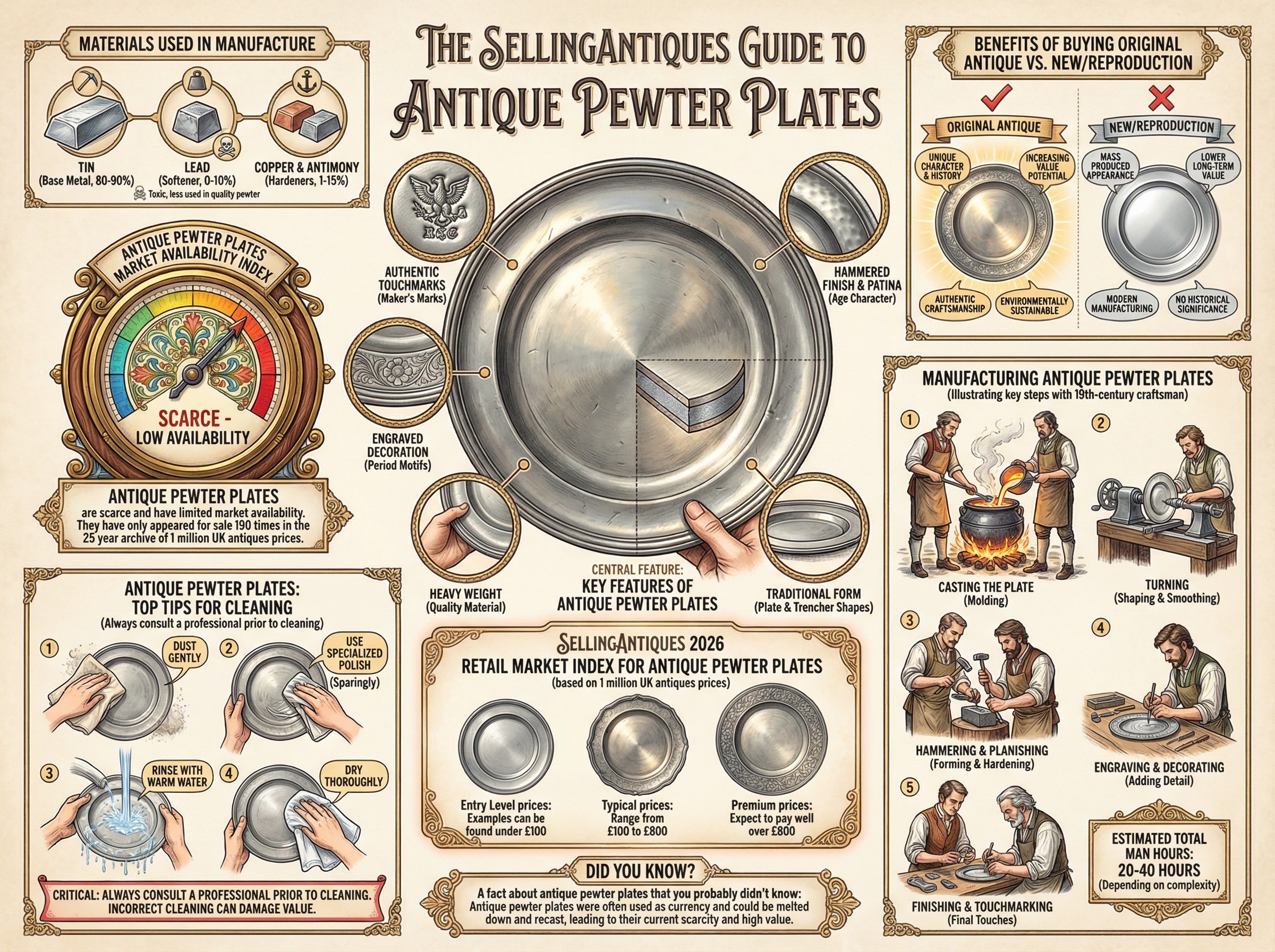 Antique Pewter Plates Guide Infographic