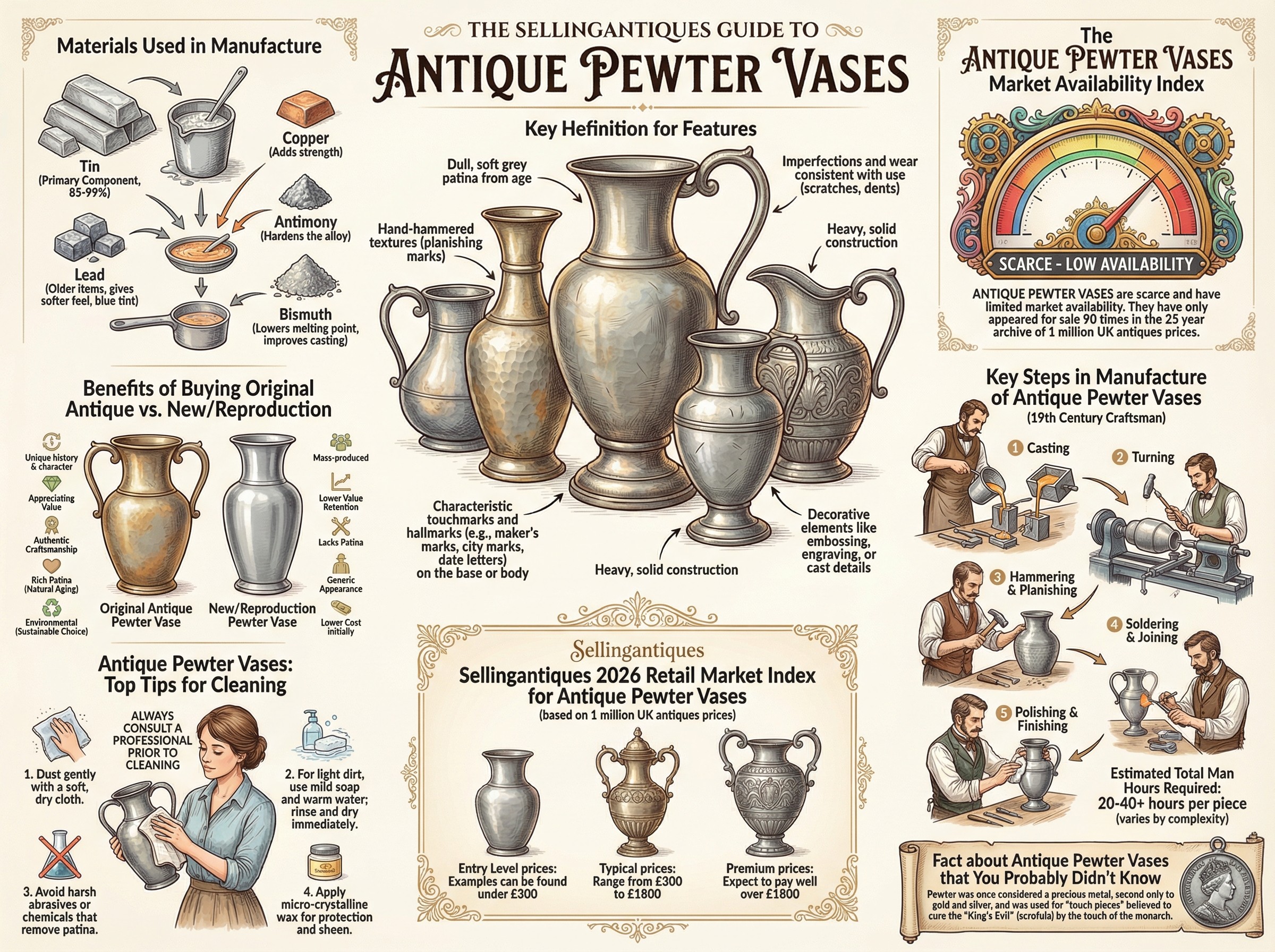 Antique Pewter Vases Guide Infographic