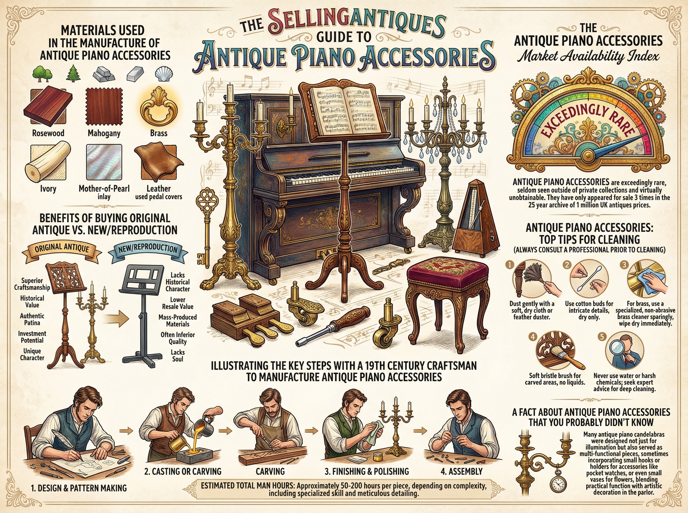 Antique Piano Accessories Guide Infographic