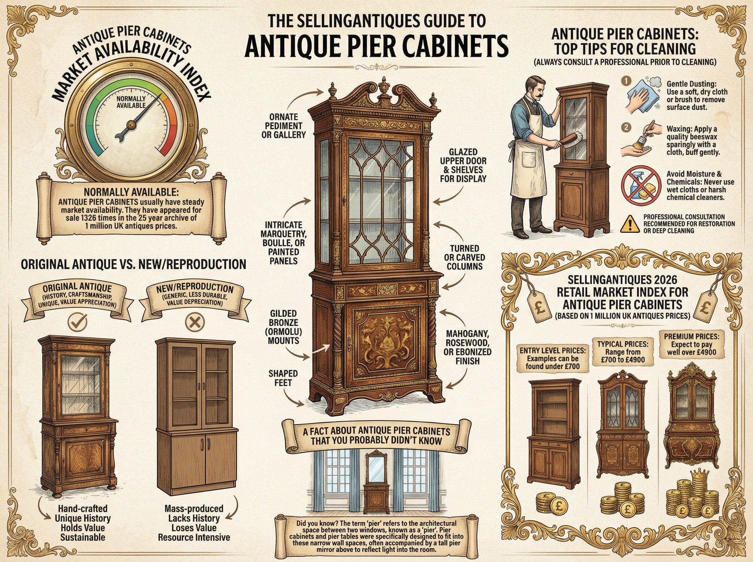 Antique Pier Cabinets Guide Infographic