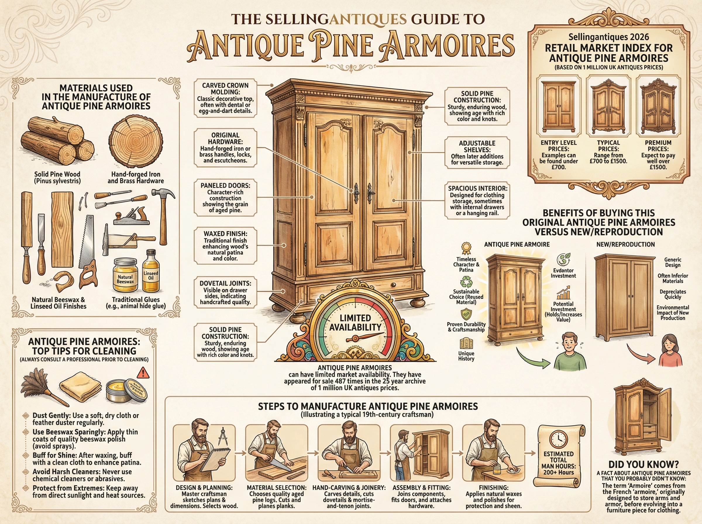 Antique Pine Armoires Guide Infographic
