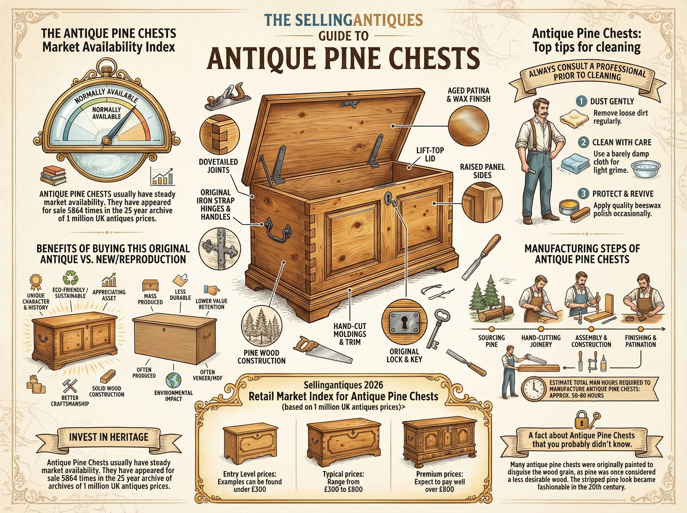 Antique Pine Chests Guide Infographic