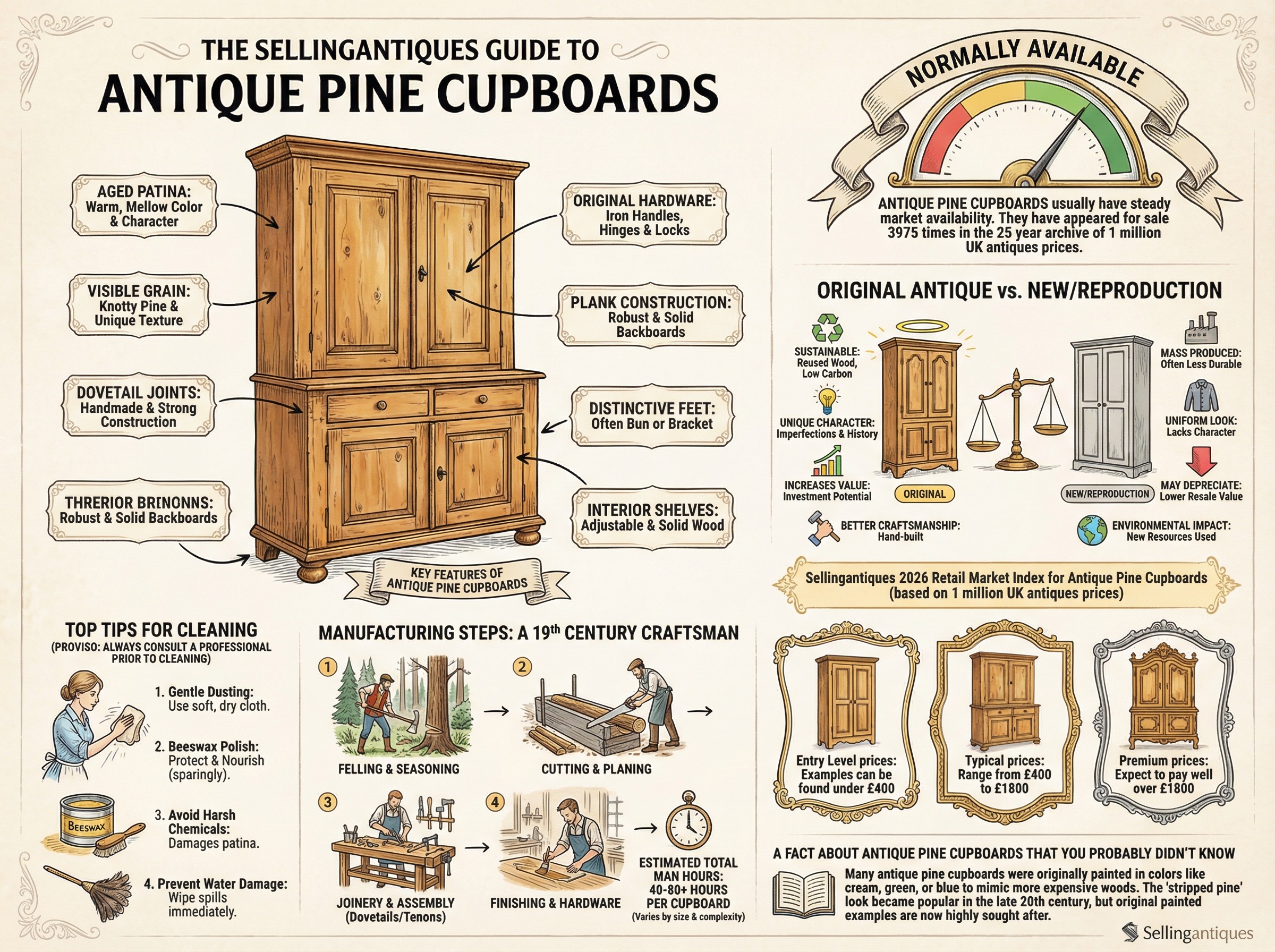 Antique Pine Cupboards Guide Infographic