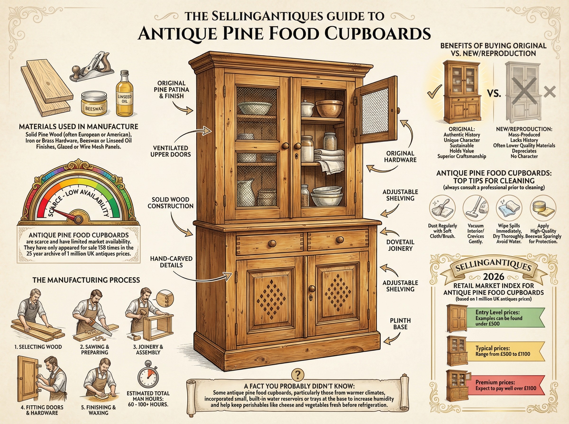 Antique Pine Food Cupboards Guide Infographic