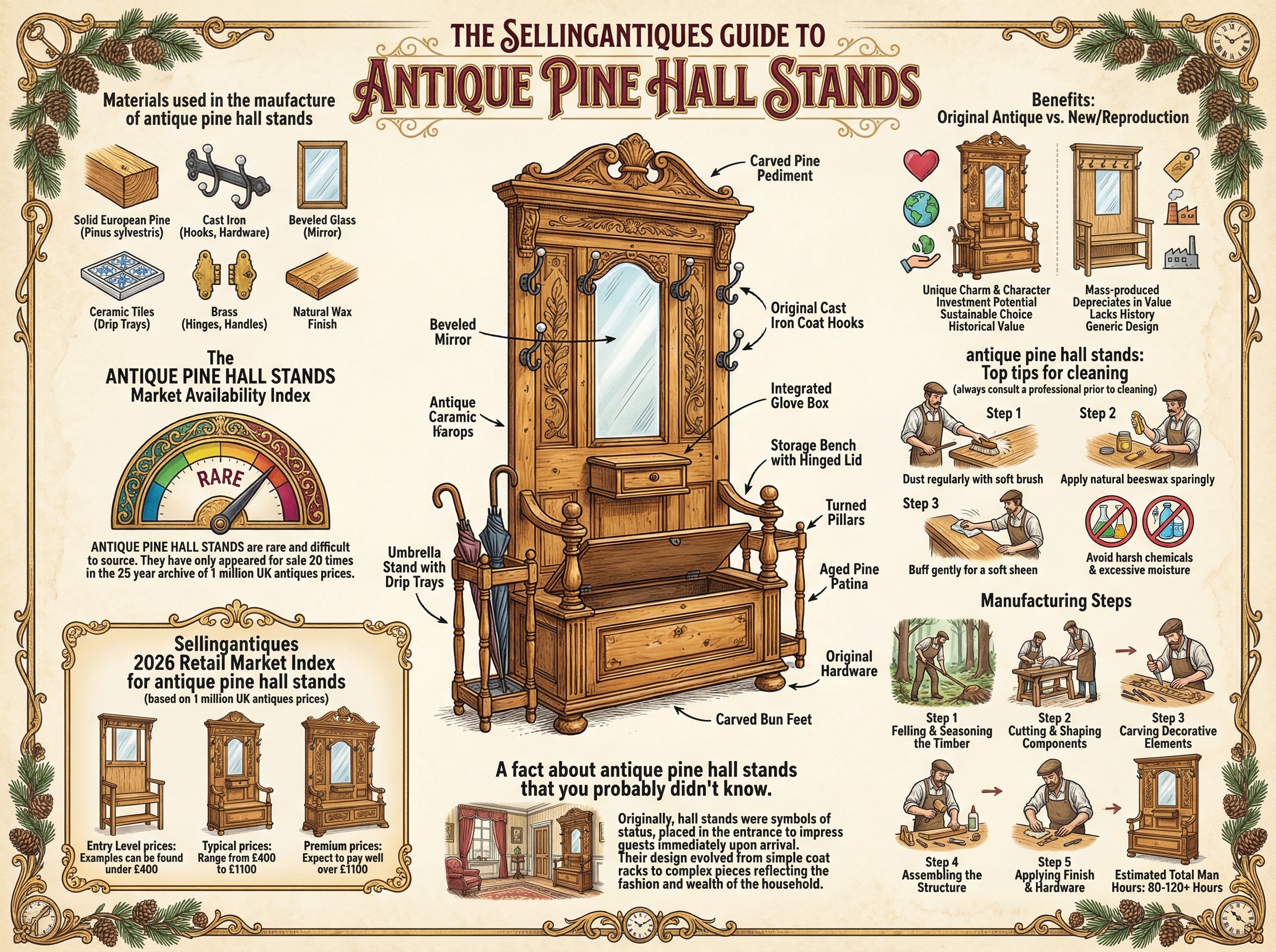 Antique Pine Hall Stands Guide Infographic