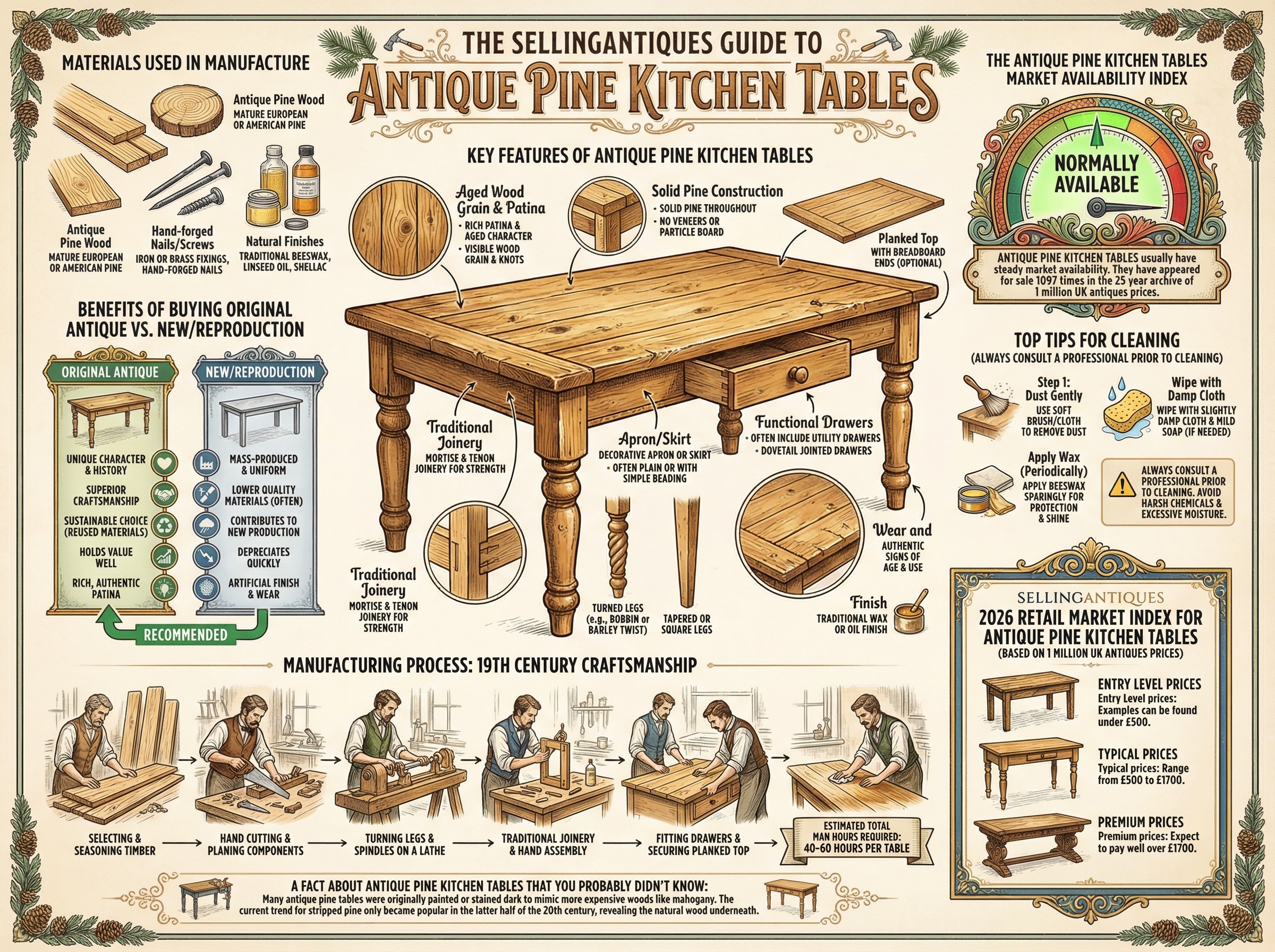 Antique Pine Kitchen Tables Guide Infographic