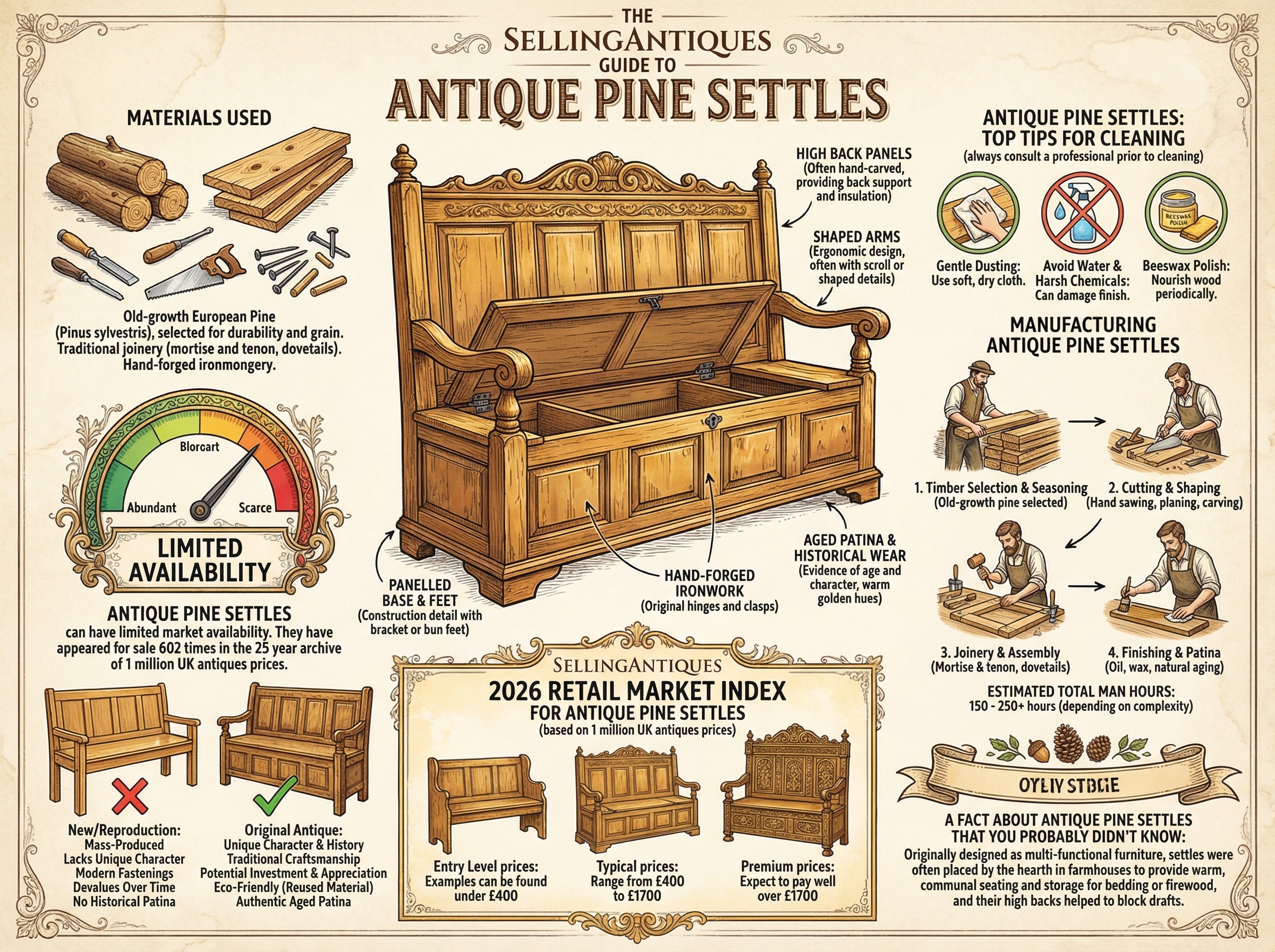 Antique Pine Settles Guide Infographic