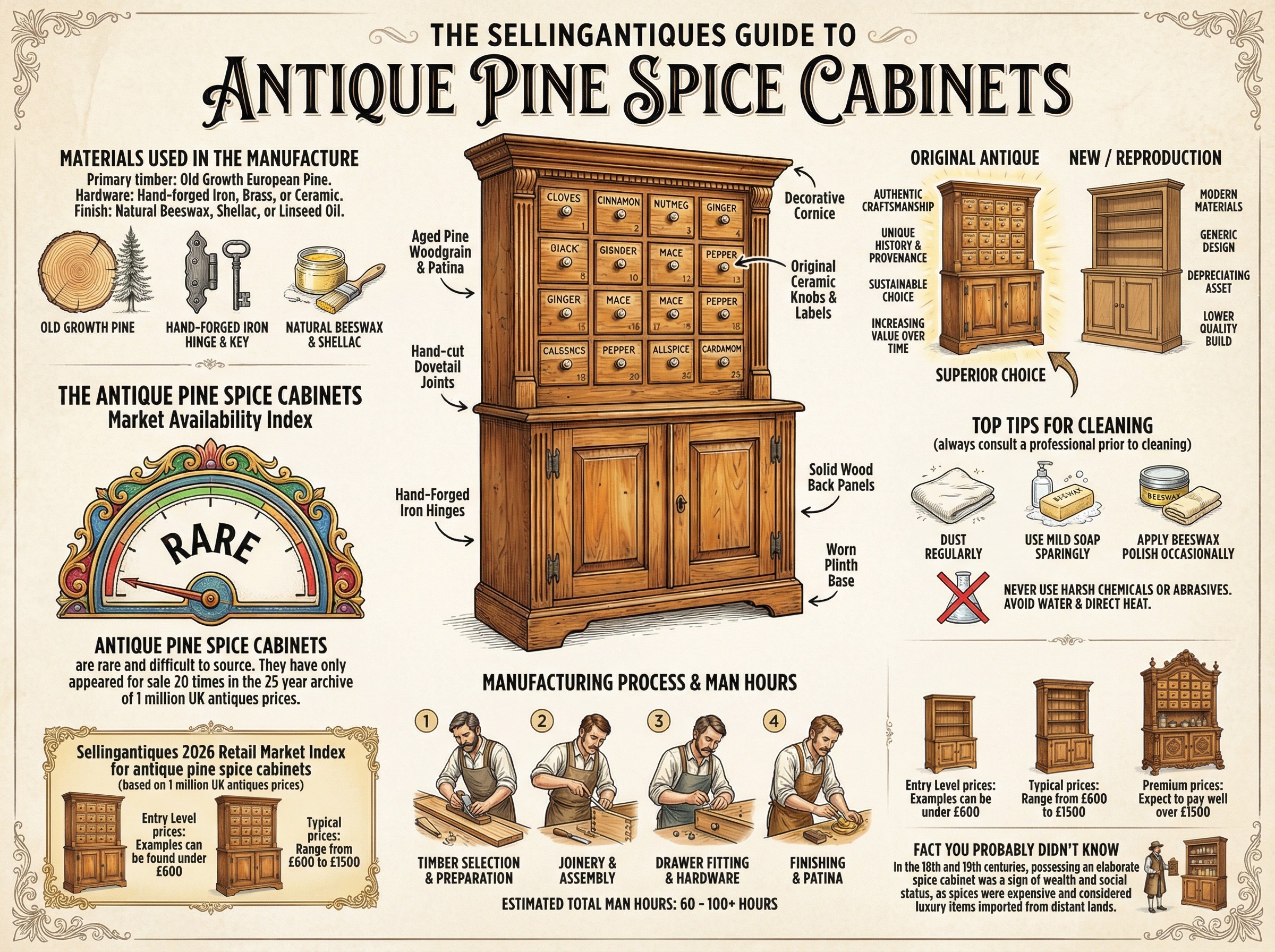 Antique Pine Spice Cabinets Guide Infographic