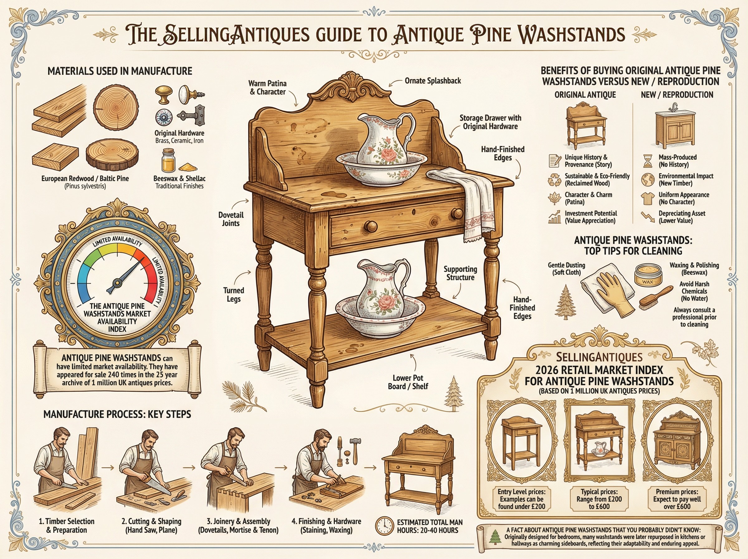 Antique Pine Washstands Guide Infographic