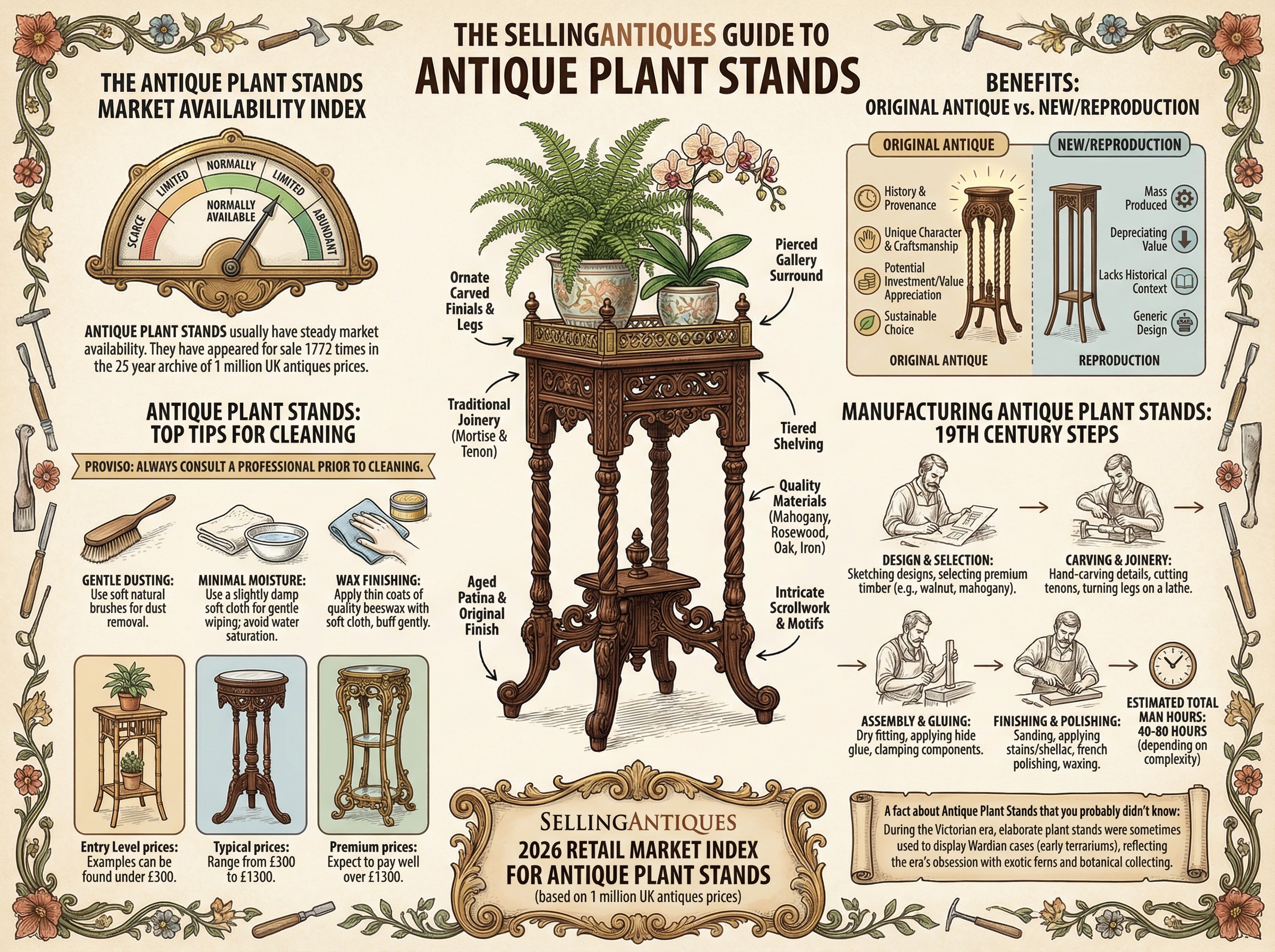 Antique Plant Stands Guide Infographic