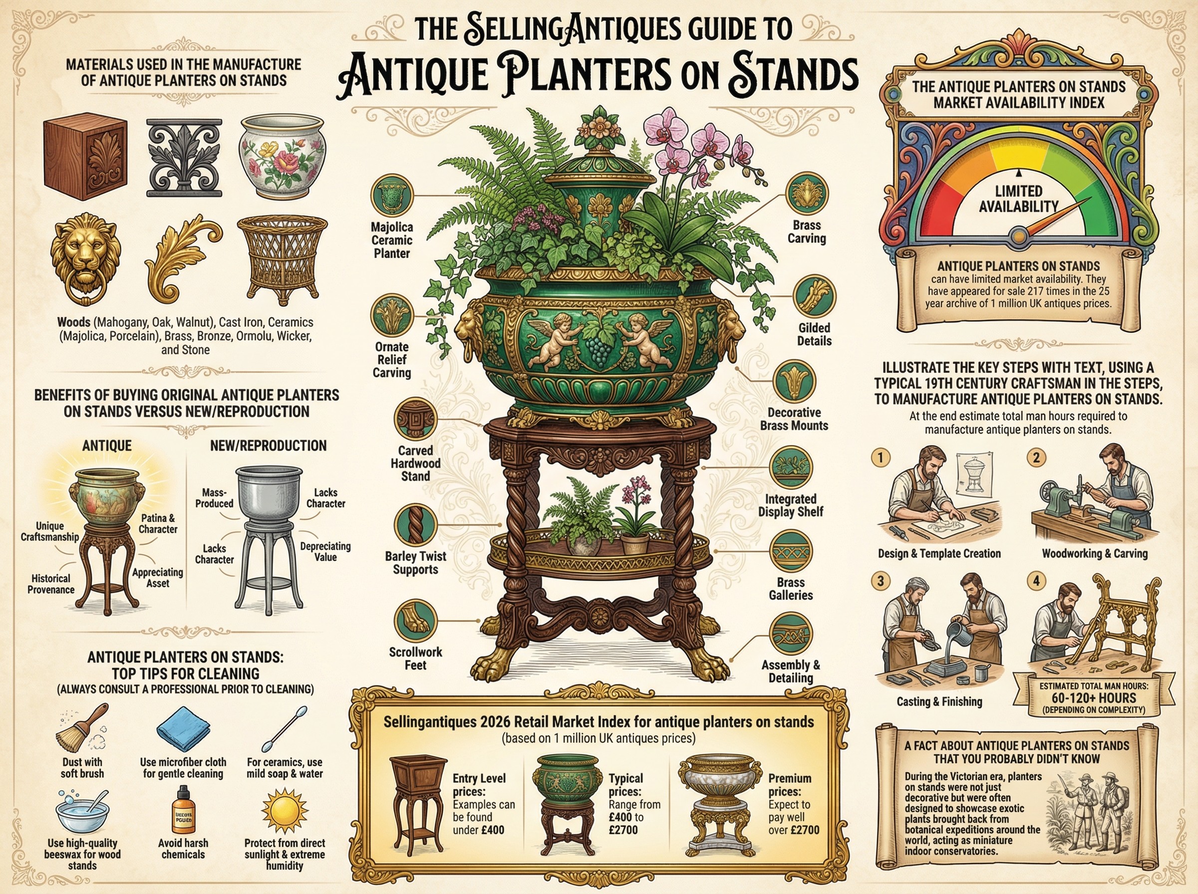 Antique Planters On Stands Guide Infographic