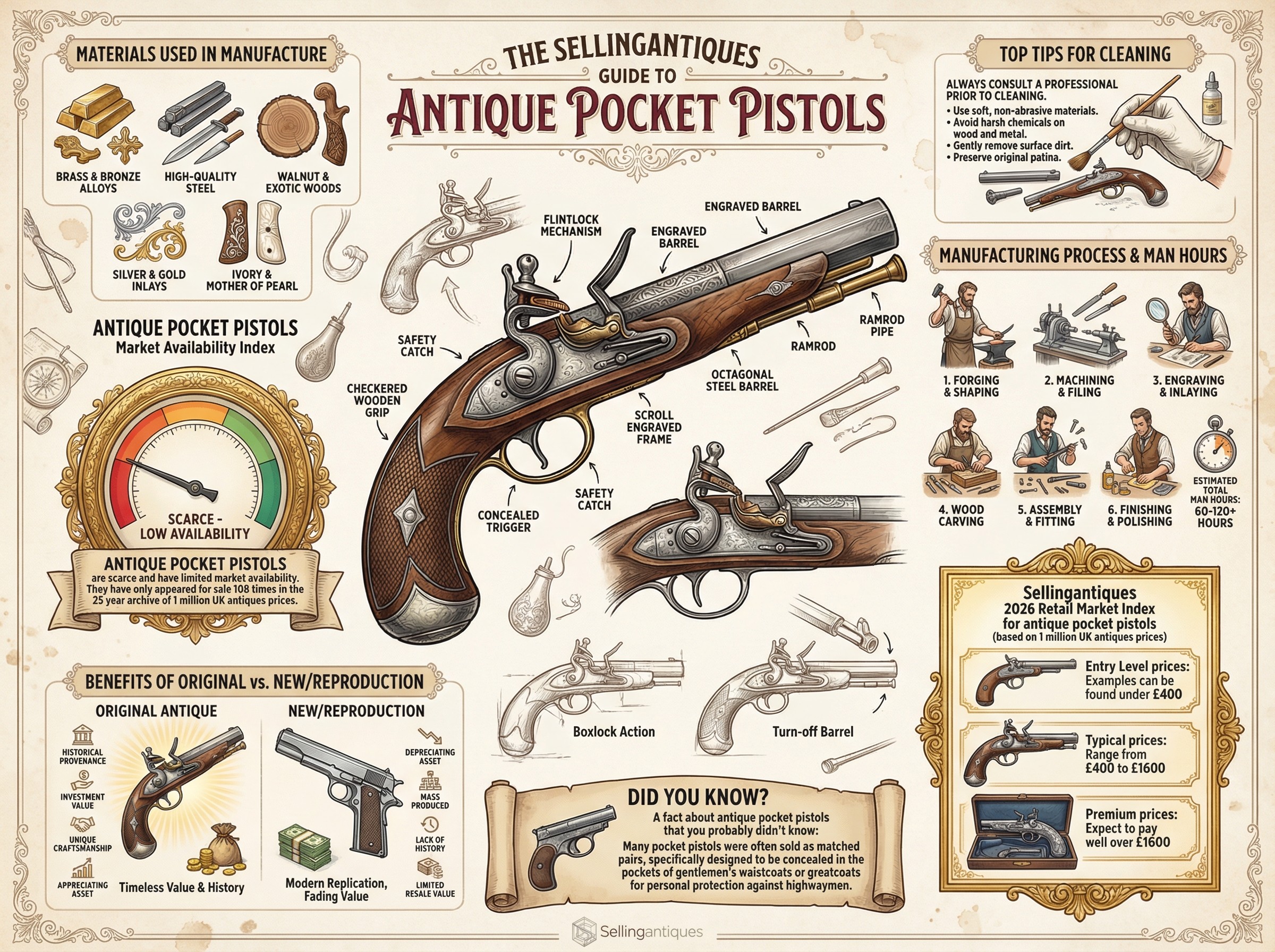 Antique Pocket Pistols Guide Infographic