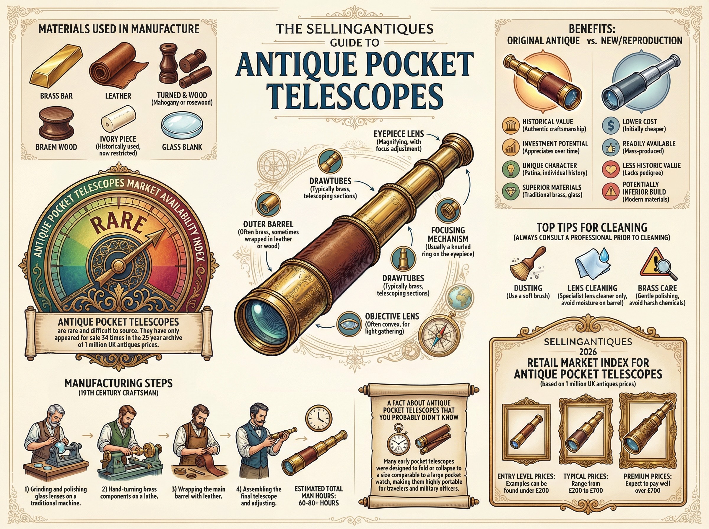 Antique Pocket Telescopes Guide Infographic