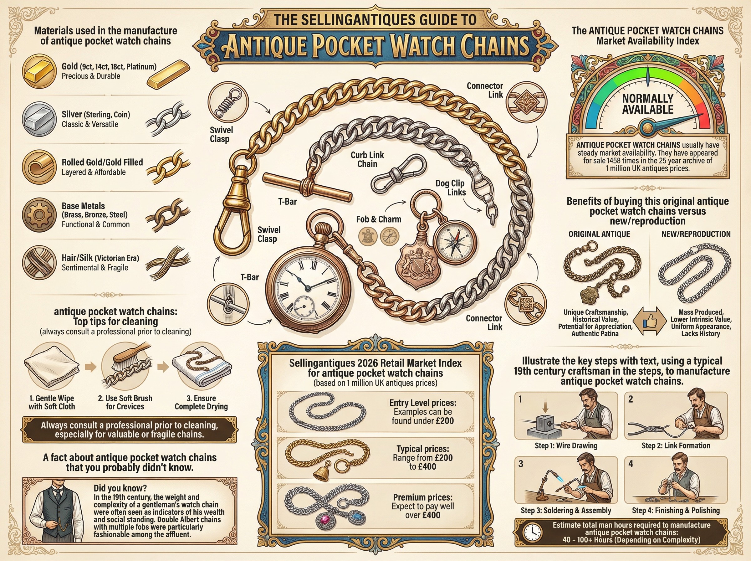 Antique Pocket Watch Chains Guide Infographic