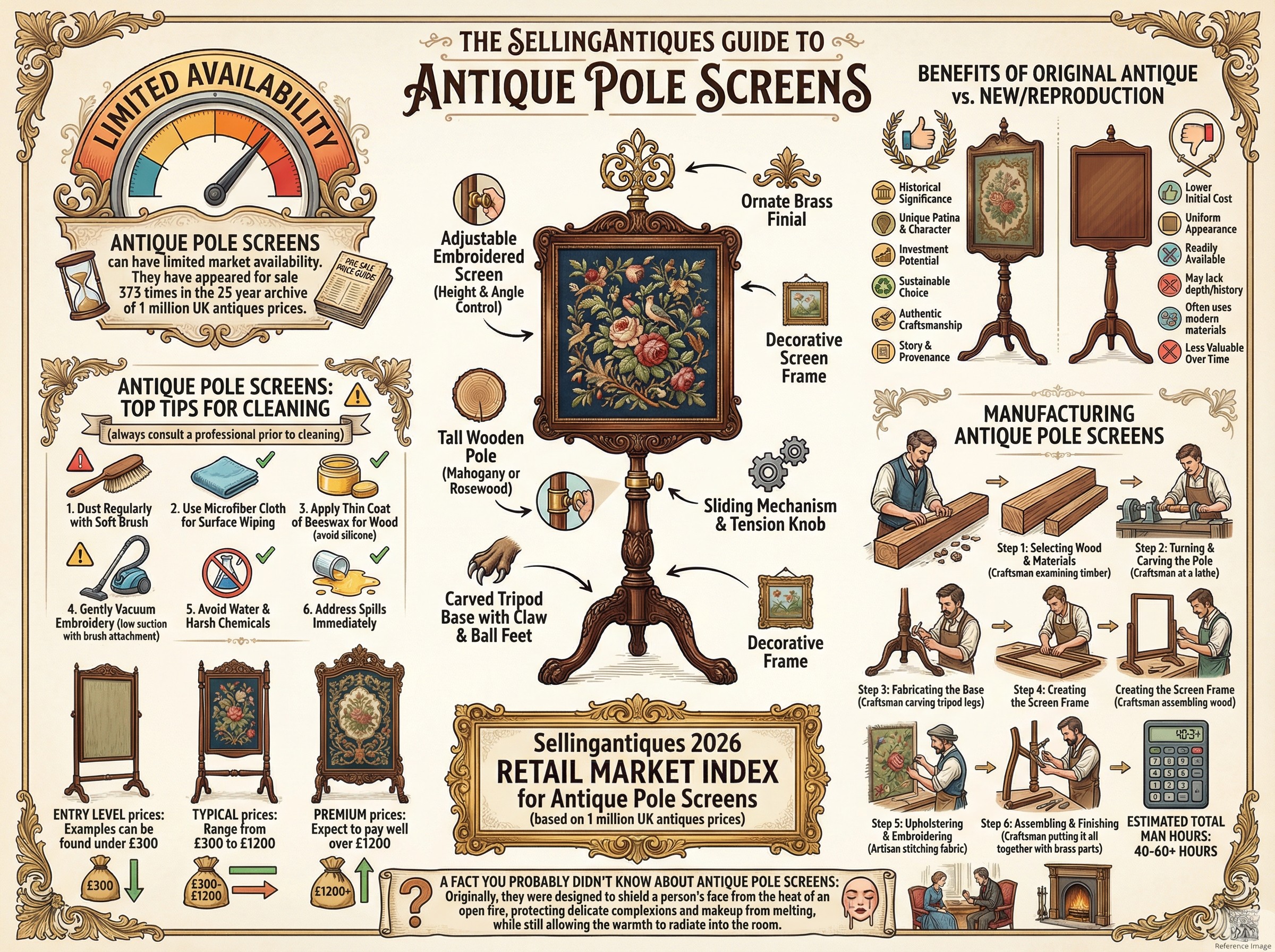 Antique Pole Screens Guide Infographic