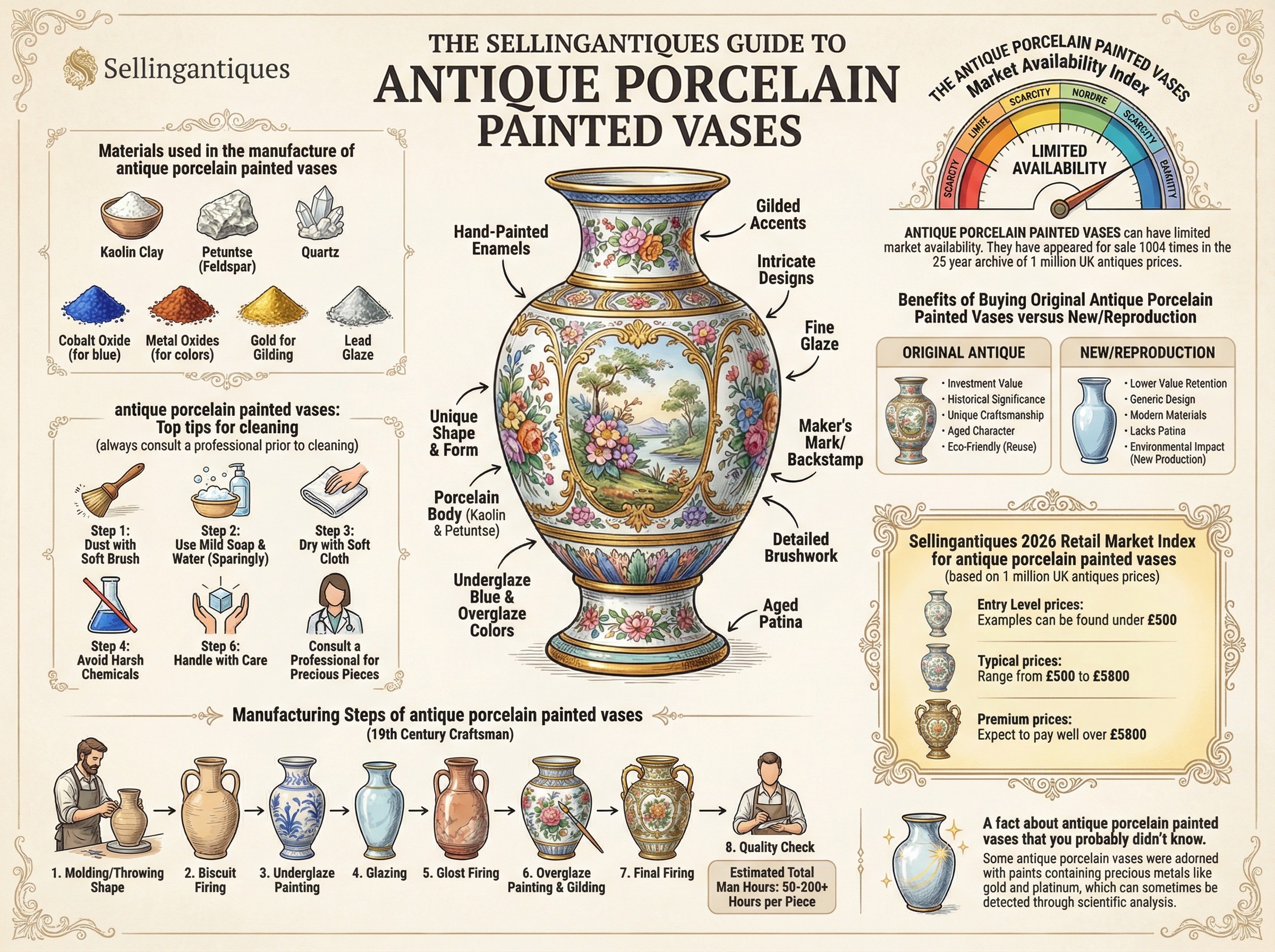 Antique Porcelain Painted Vases Guide Infographic