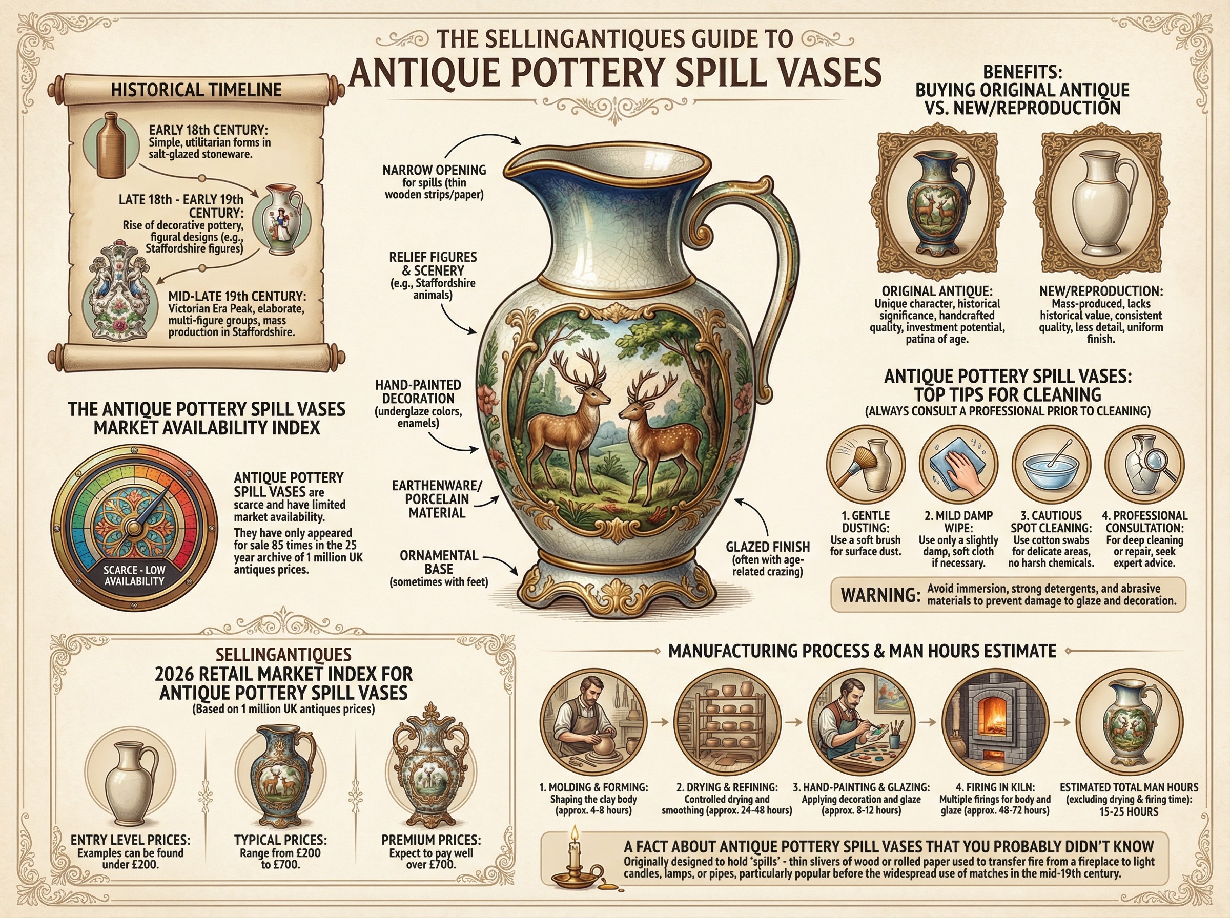Antique Pottery Spill Vases Guide Infographic